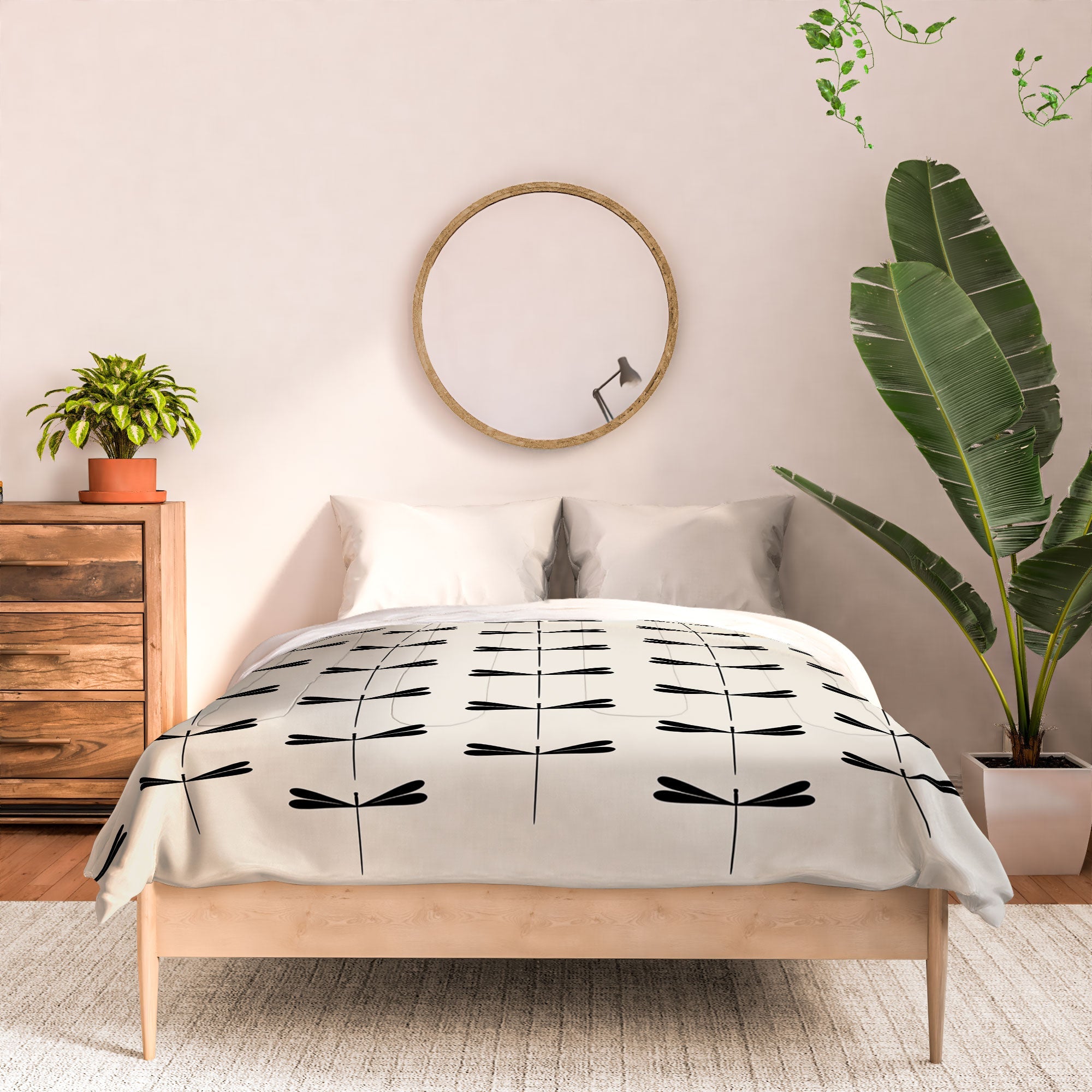 Colour Poems Dragonfly Pattern Black White Comforter