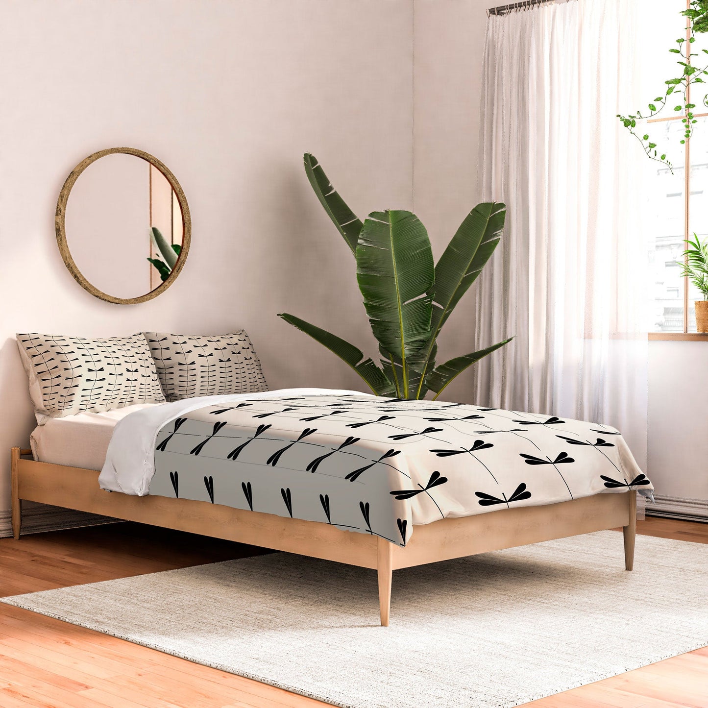 Colour Poems Dragonfly Pattern Black White Comforter