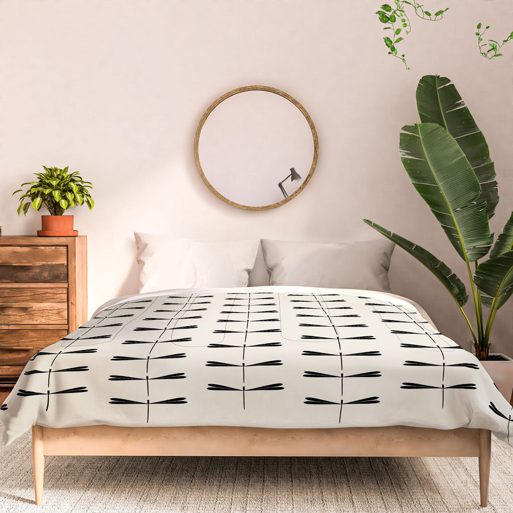 Colour Poems Dragonfly Pattern Black White Comforter