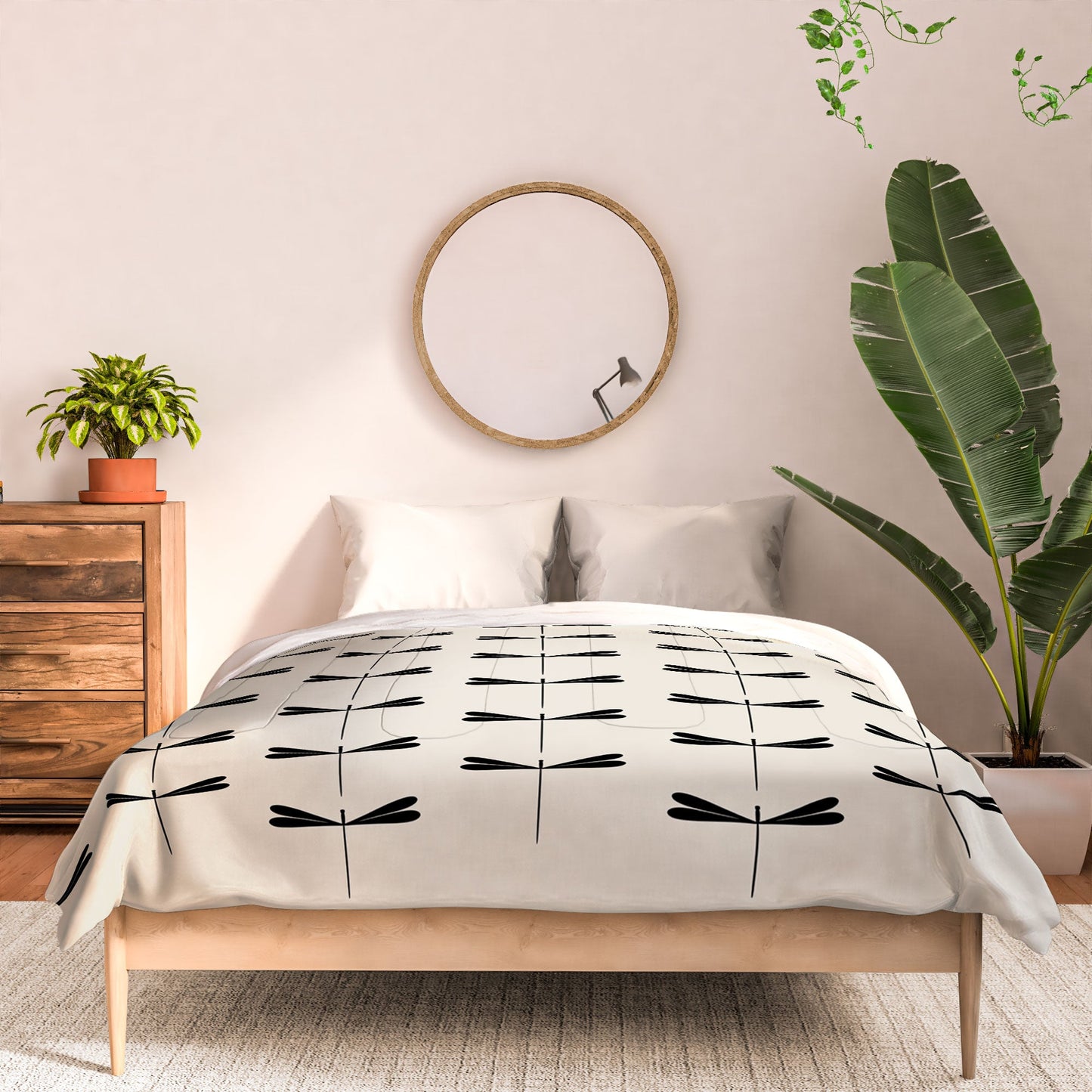 Colour Poems Dragonfly Pattern Black White Comforter