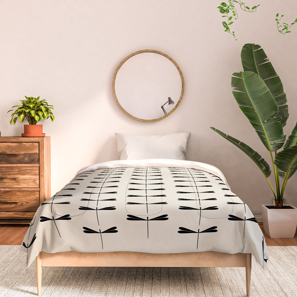 Colour Poems Dragonfly Pattern Black White Comforter