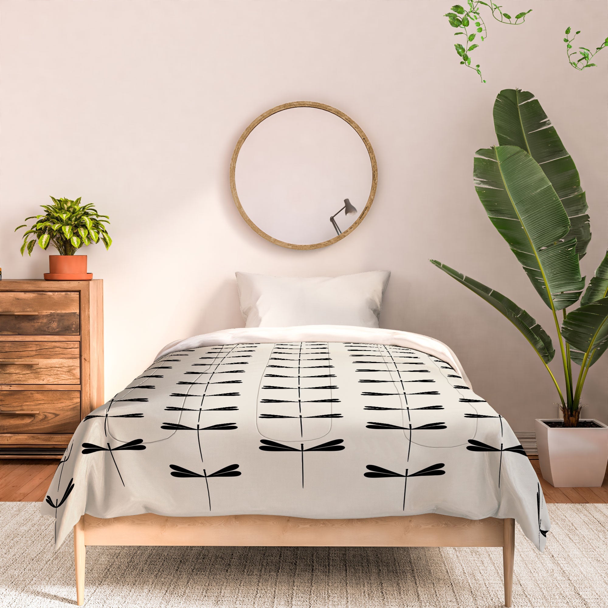 Colour Poems Dragonfly Pattern Black White Comforter