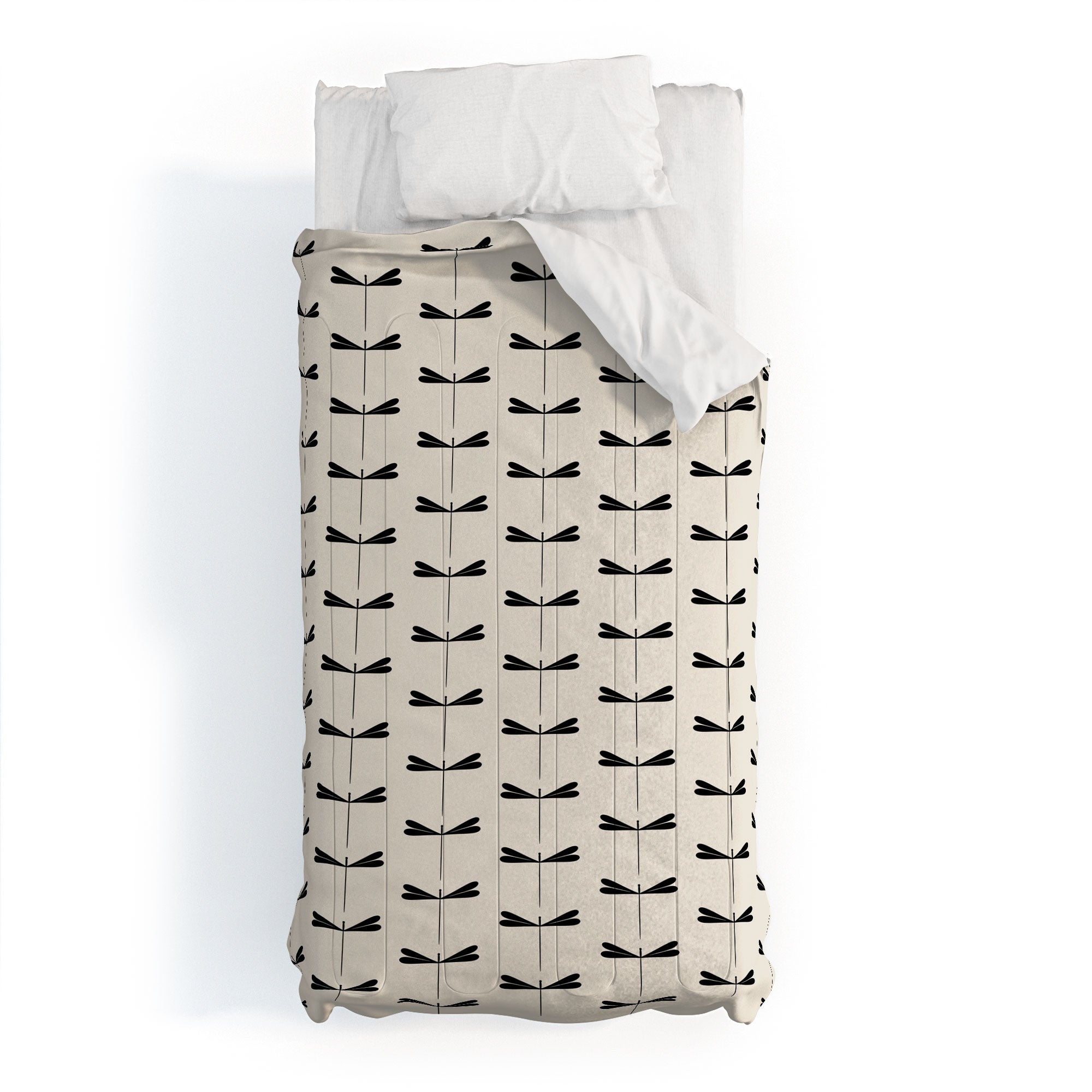 Colour Poems Dragonfly Pattern Black White Comforter