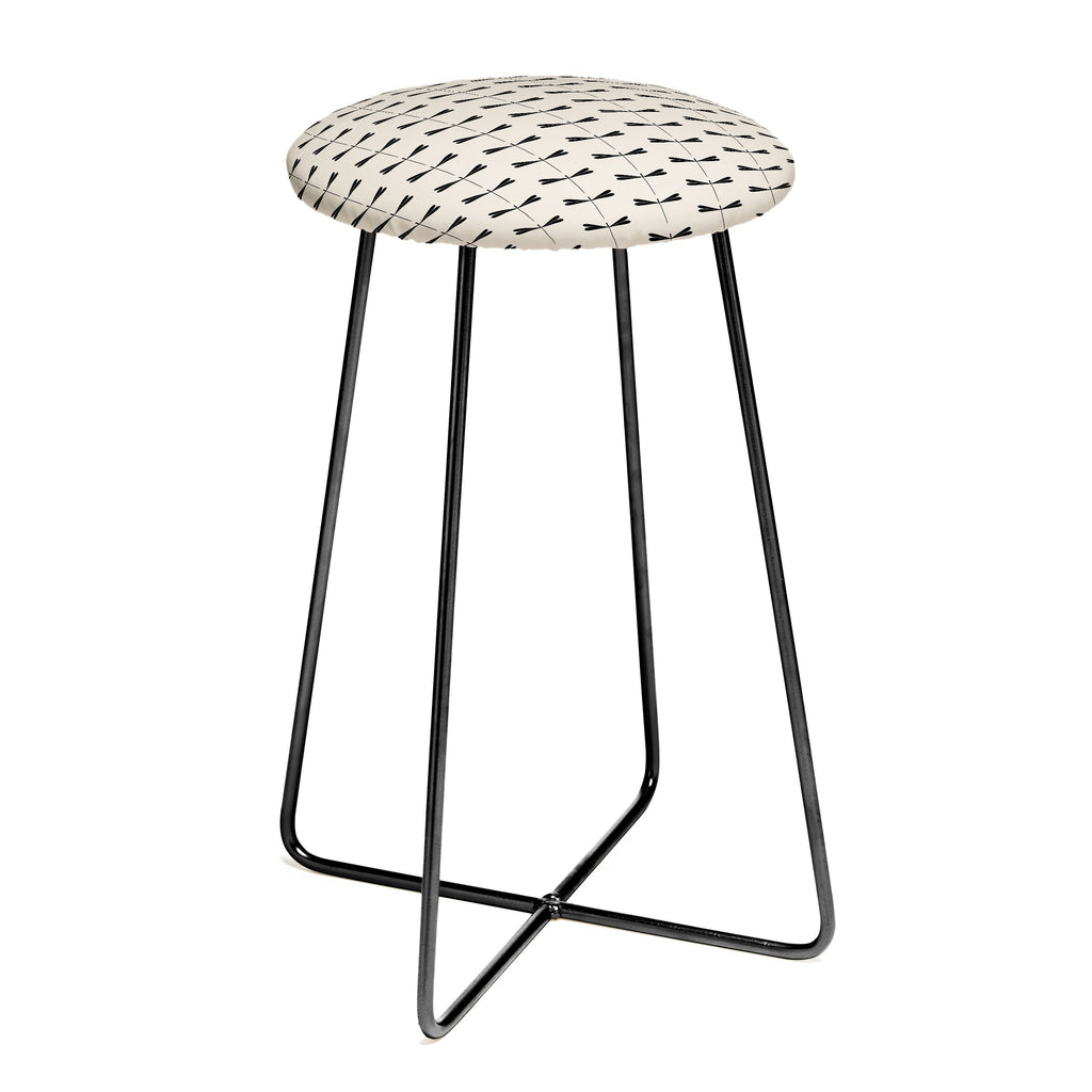 Colour Poems Dragonfly Pattern Black White Counter Stool