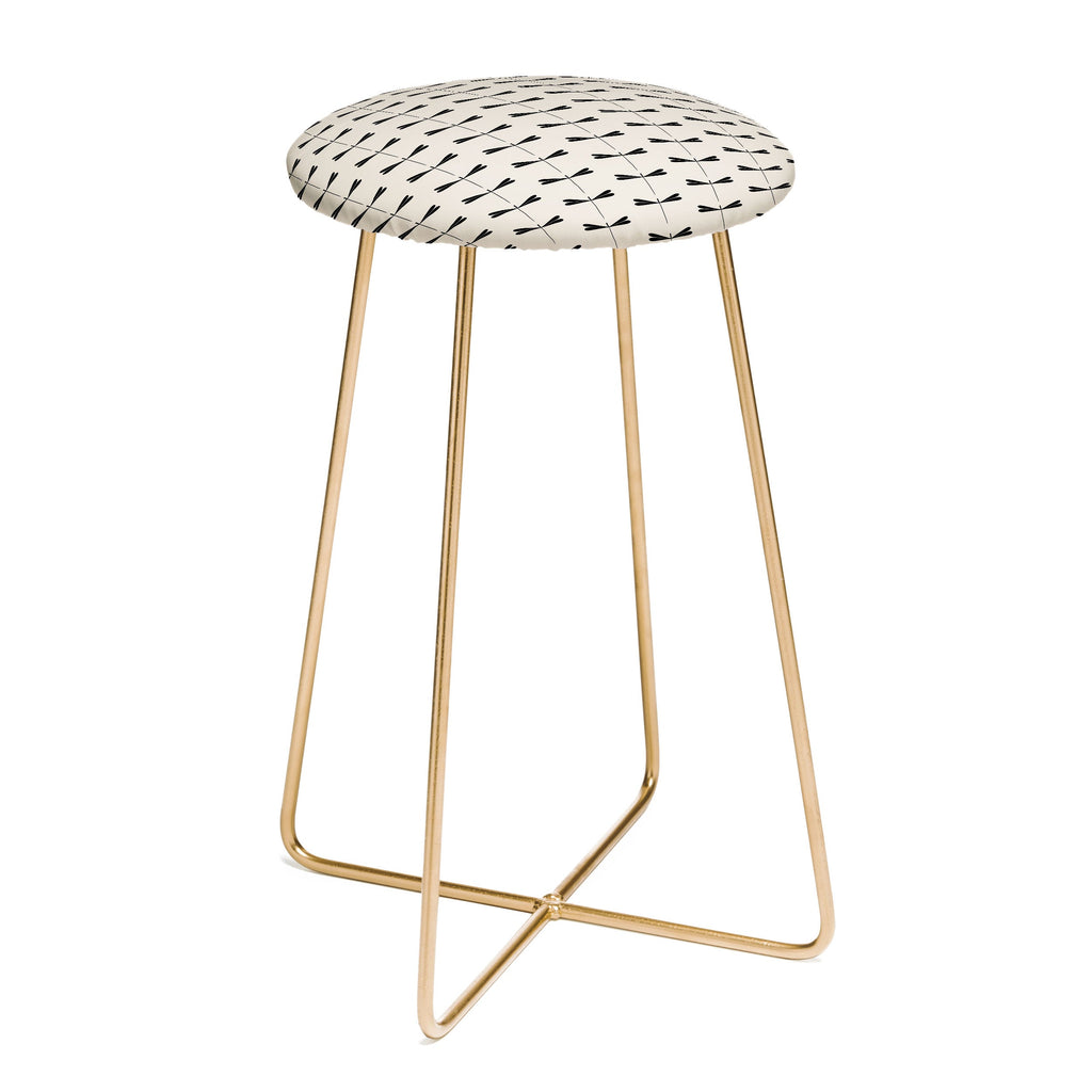 Colour Poems Dragonfly Pattern Black White Counter Stool