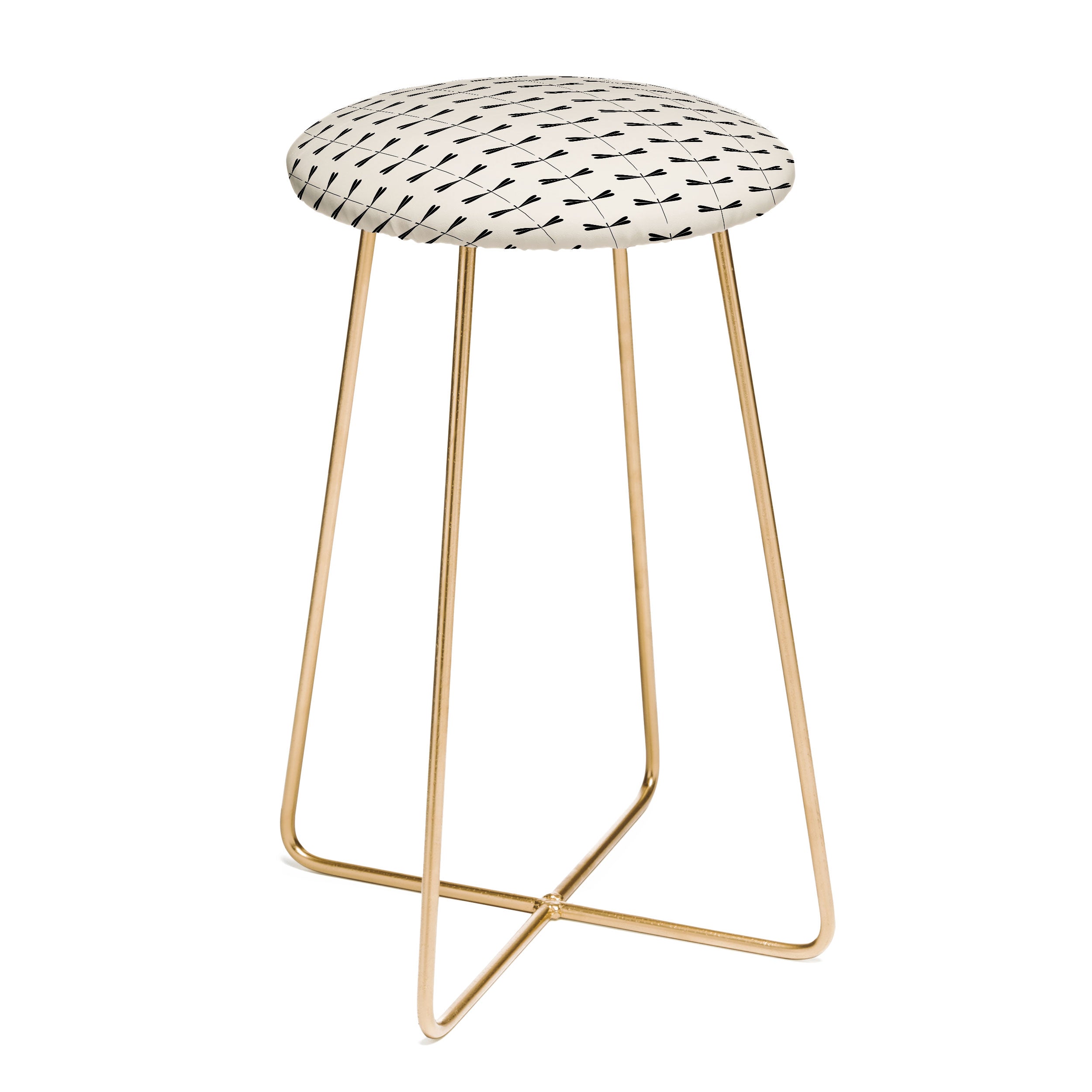 Colour Poems Dragonfly Pattern Black White Counter Stool