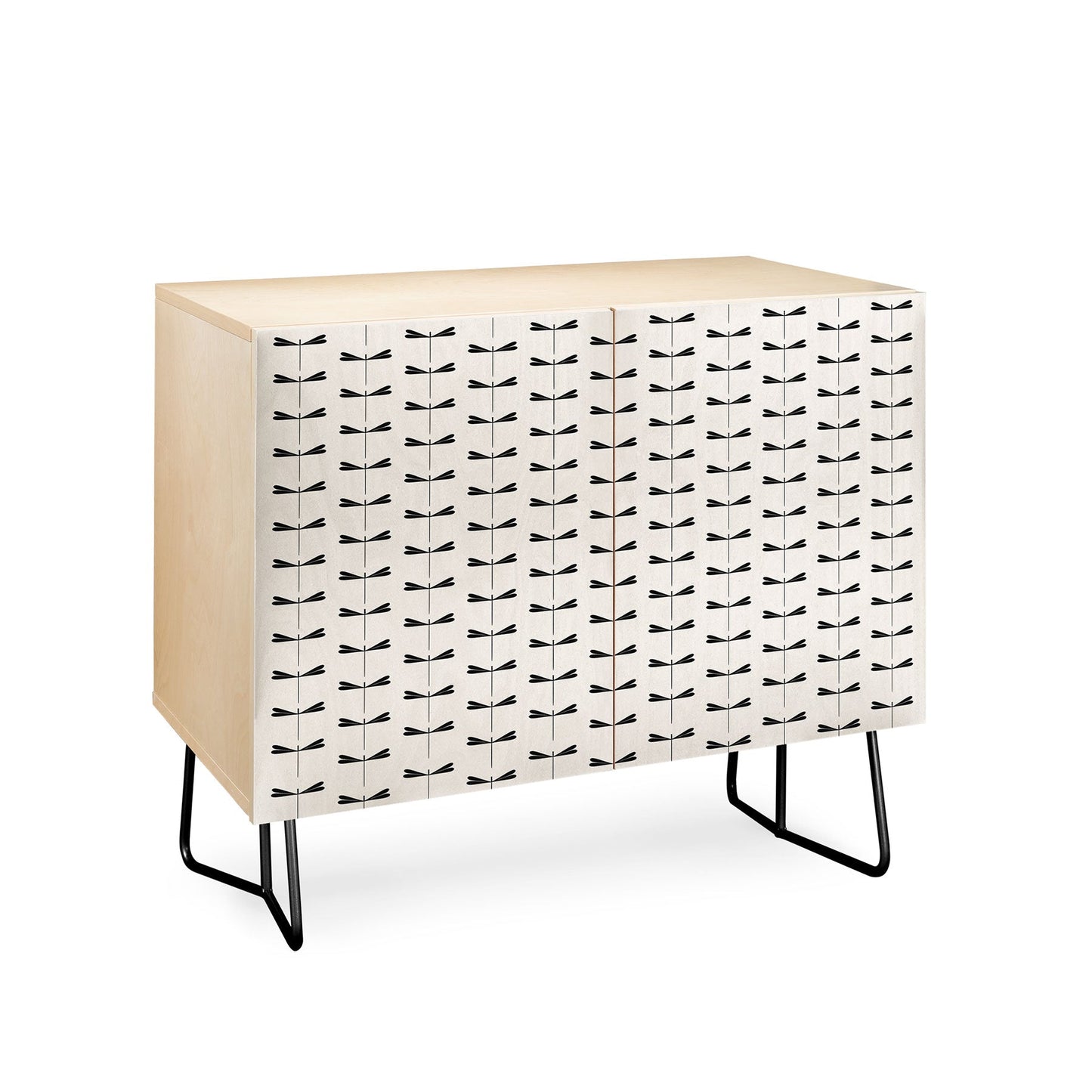 Colour Poems Dragonfly Pattern Black White Credenza
