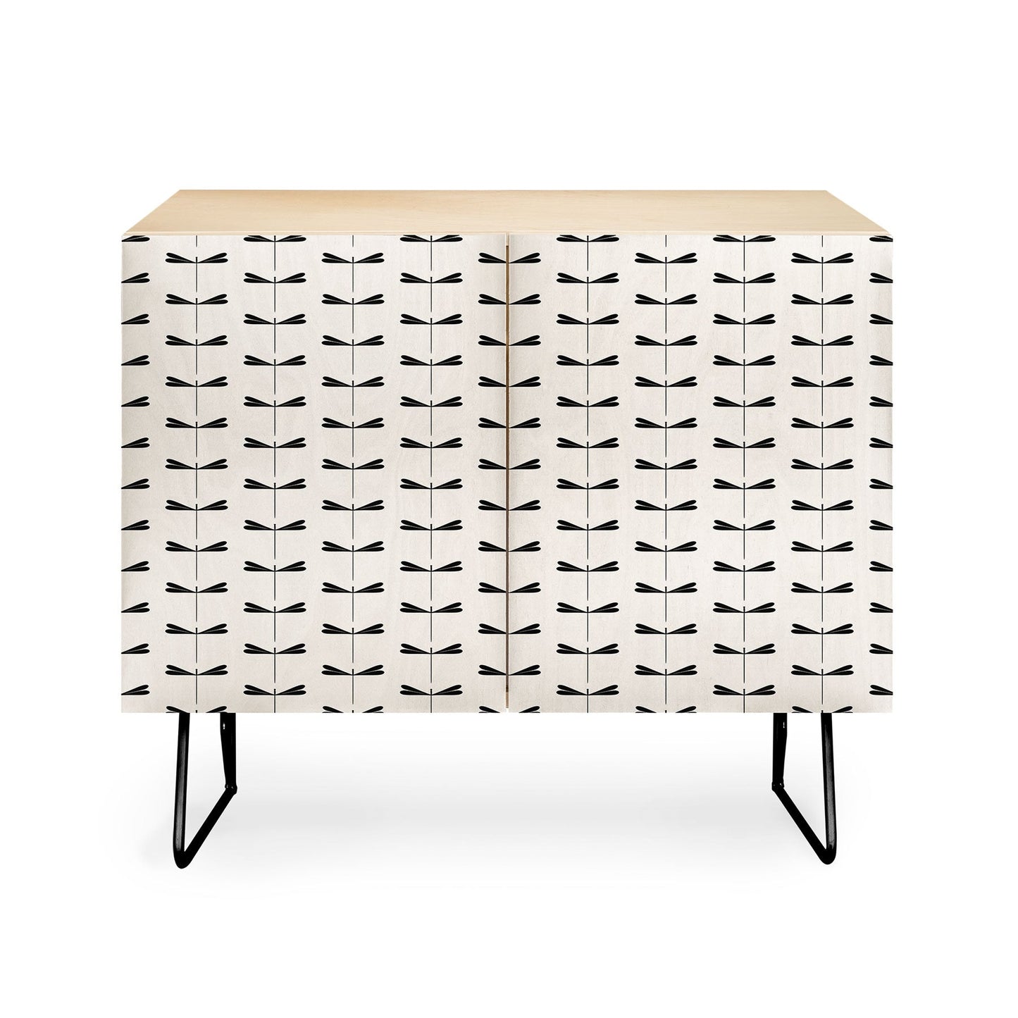 Colour Poems Dragonfly Pattern Black White Credenza