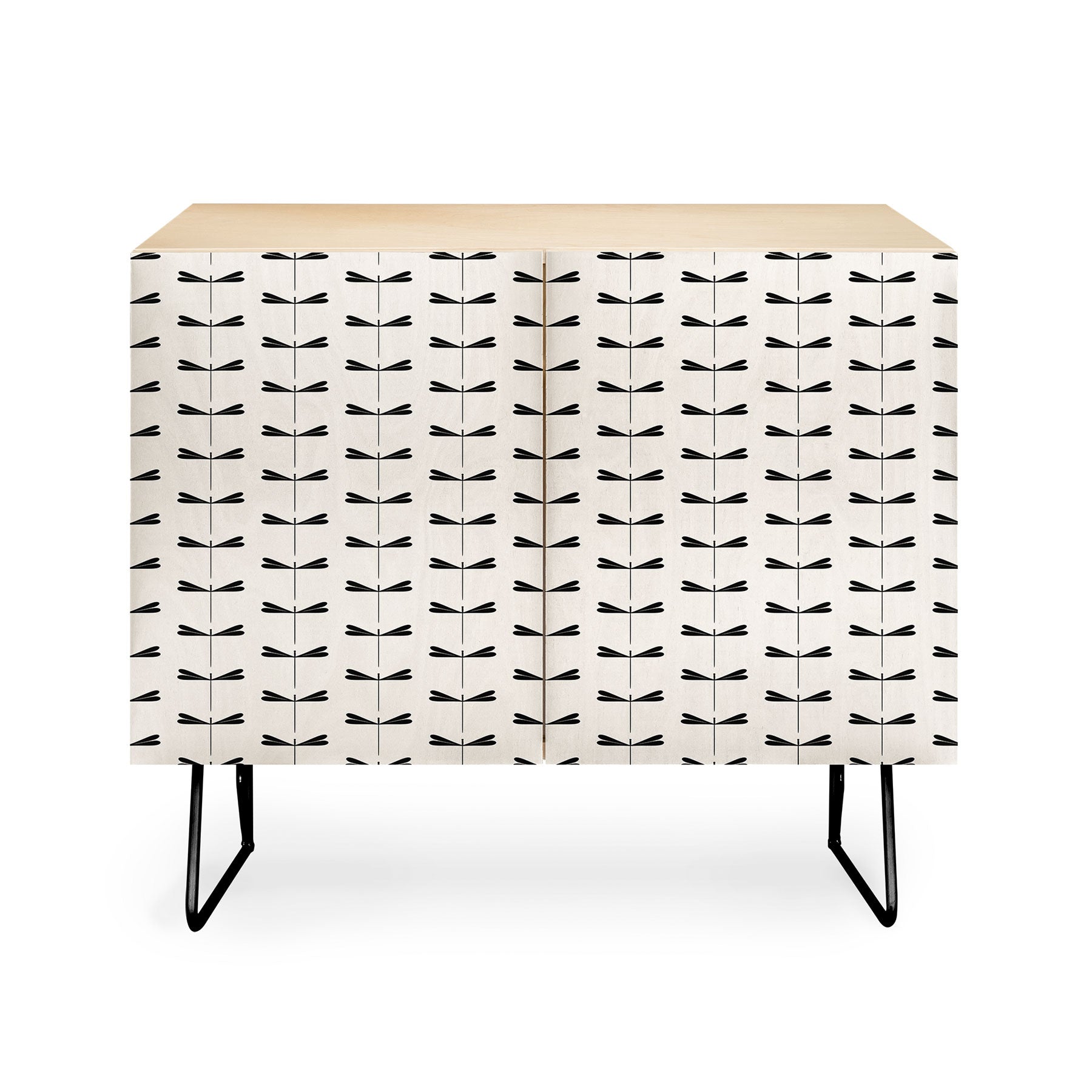 Colour Poems Dragonfly Pattern Black White Credenza