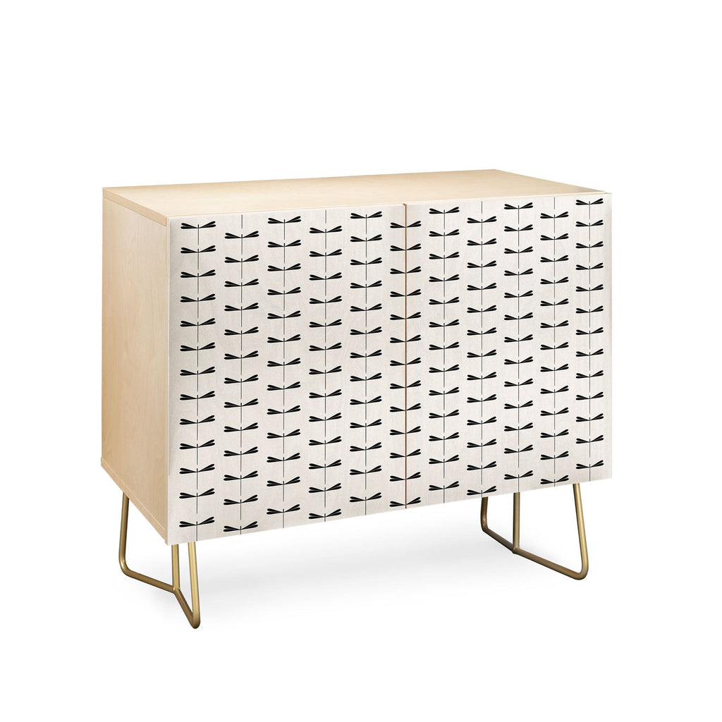 Colour Poems Dragonfly Pattern Black White Credenza