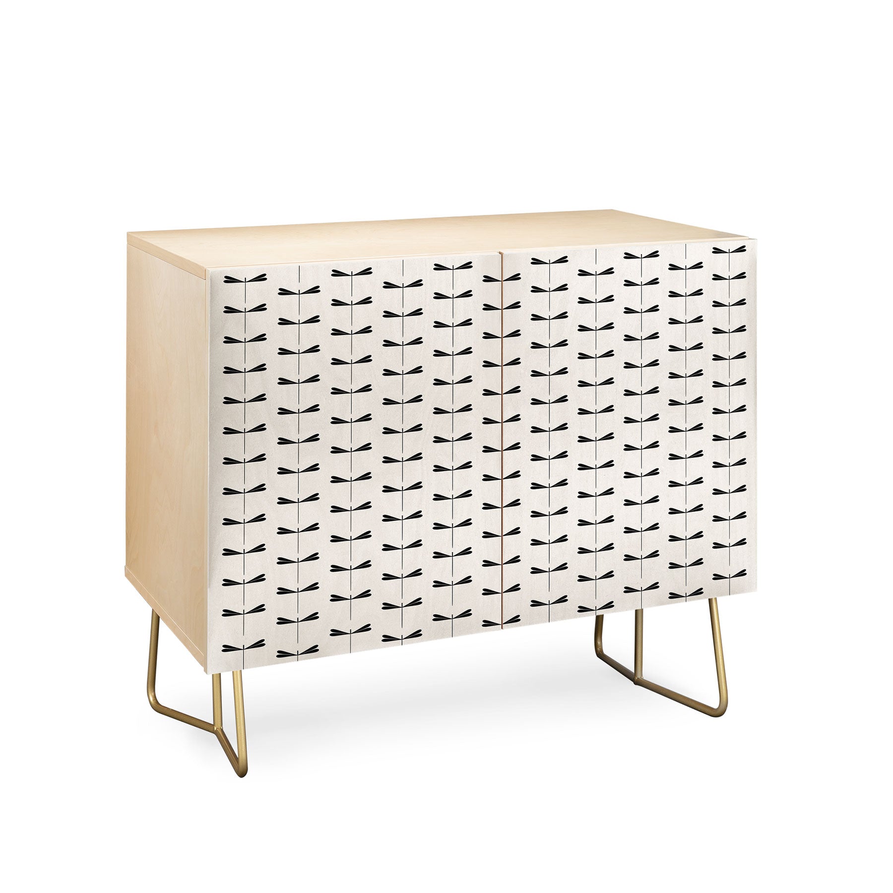Colour Poems Dragonfly Pattern Black White Credenza