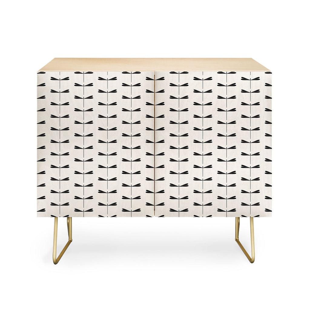 Colour Poems Dragonfly Pattern Black White Credenza