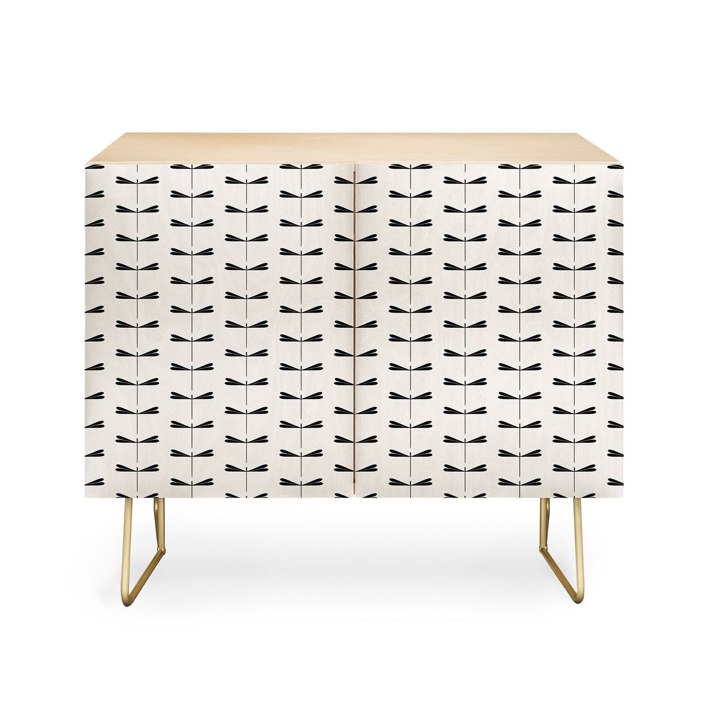 Colour Poems Dragonfly Pattern Black White Credenza