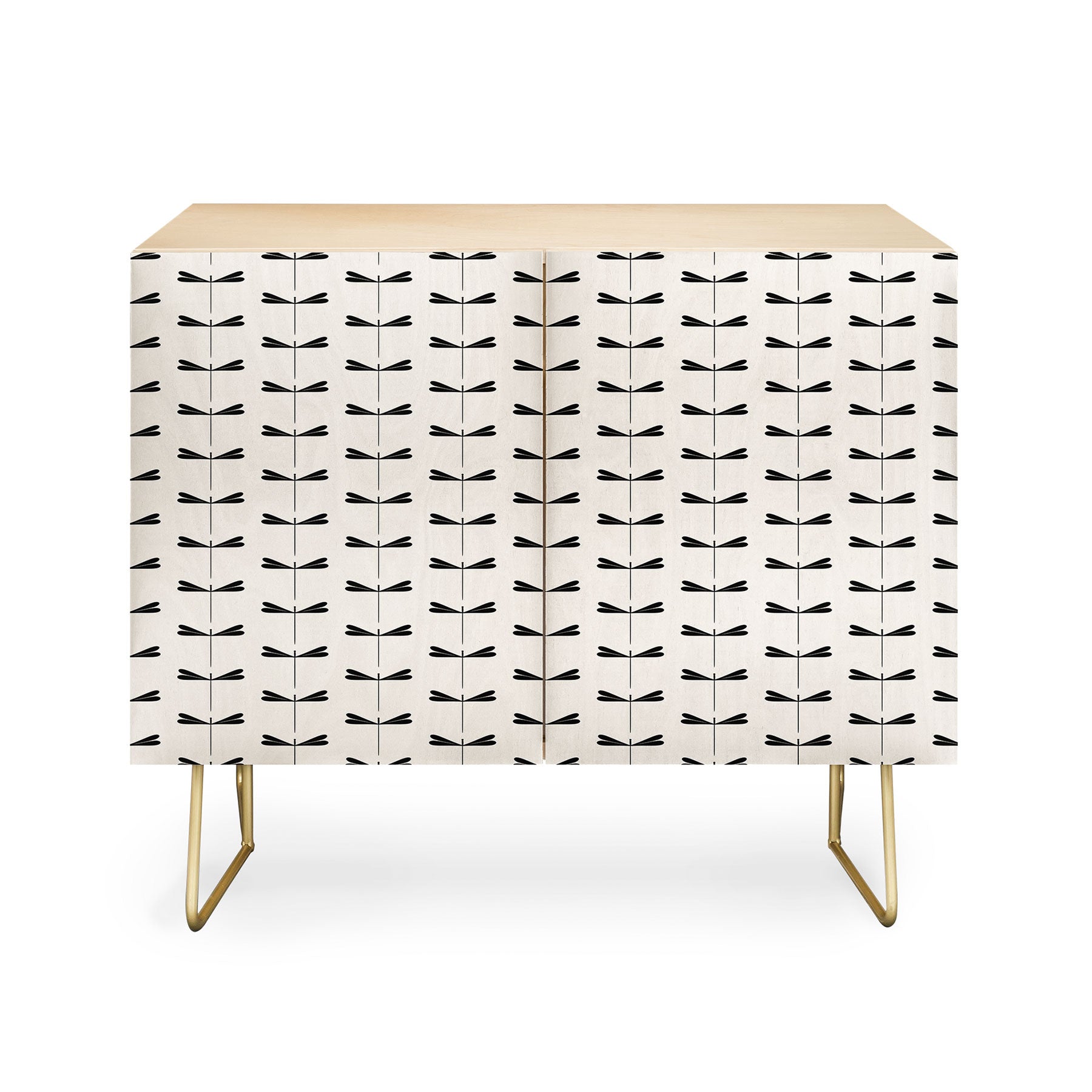 Colour Poems Dragonfly Pattern Black White Credenza