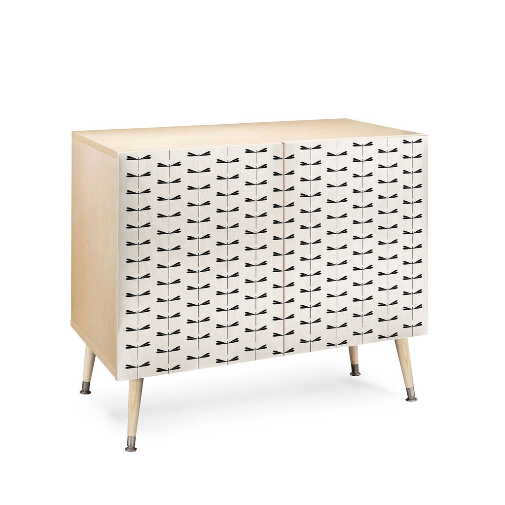 Colour Poems Dragonfly Pattern Black White Credenza