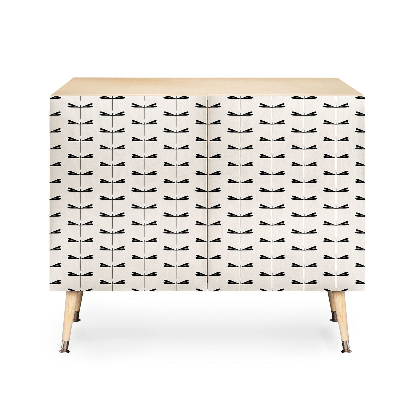 Colour Poems Dragonfly Pattern Black White Credenza