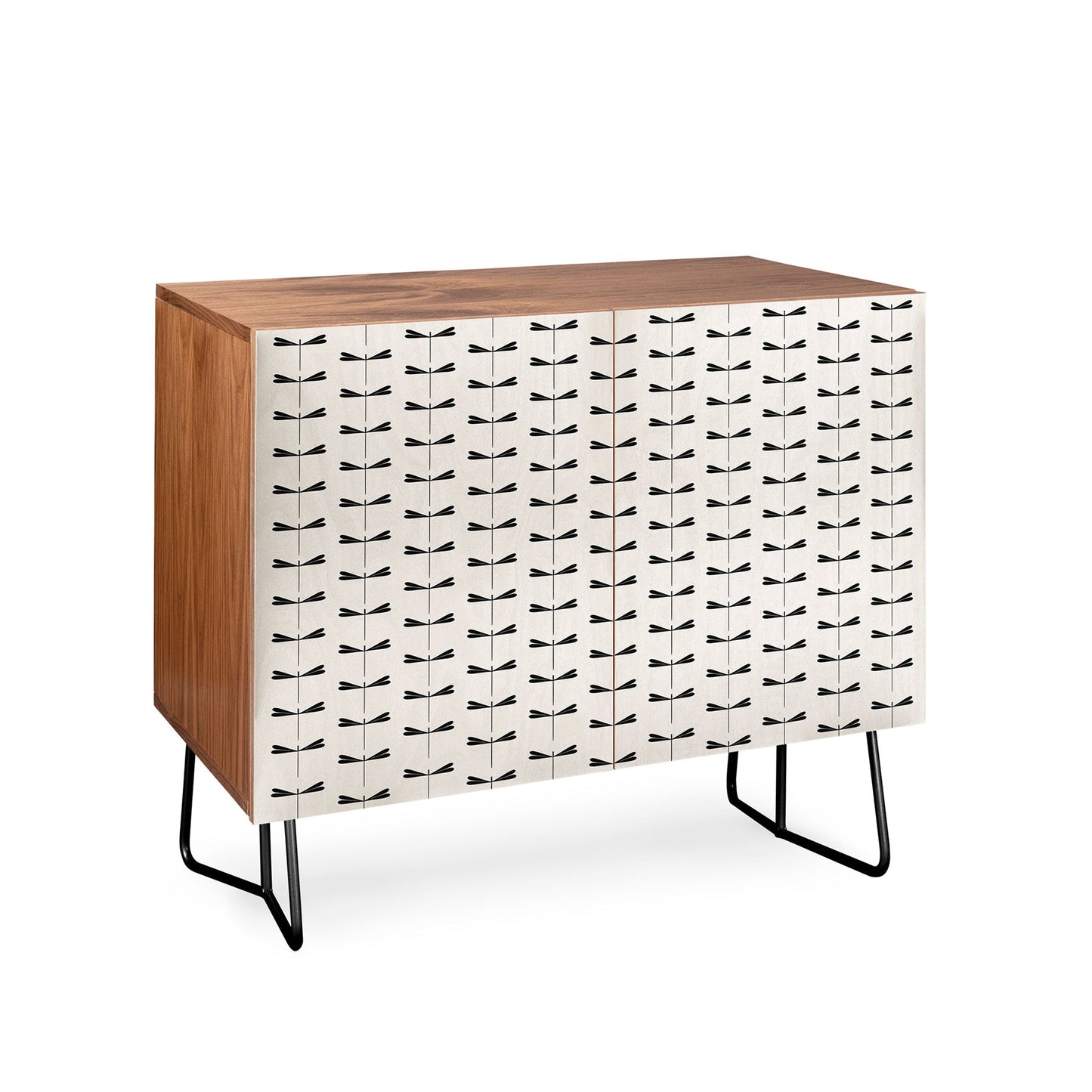 Colour Poems Dragonfly Pattern Black White Credenza