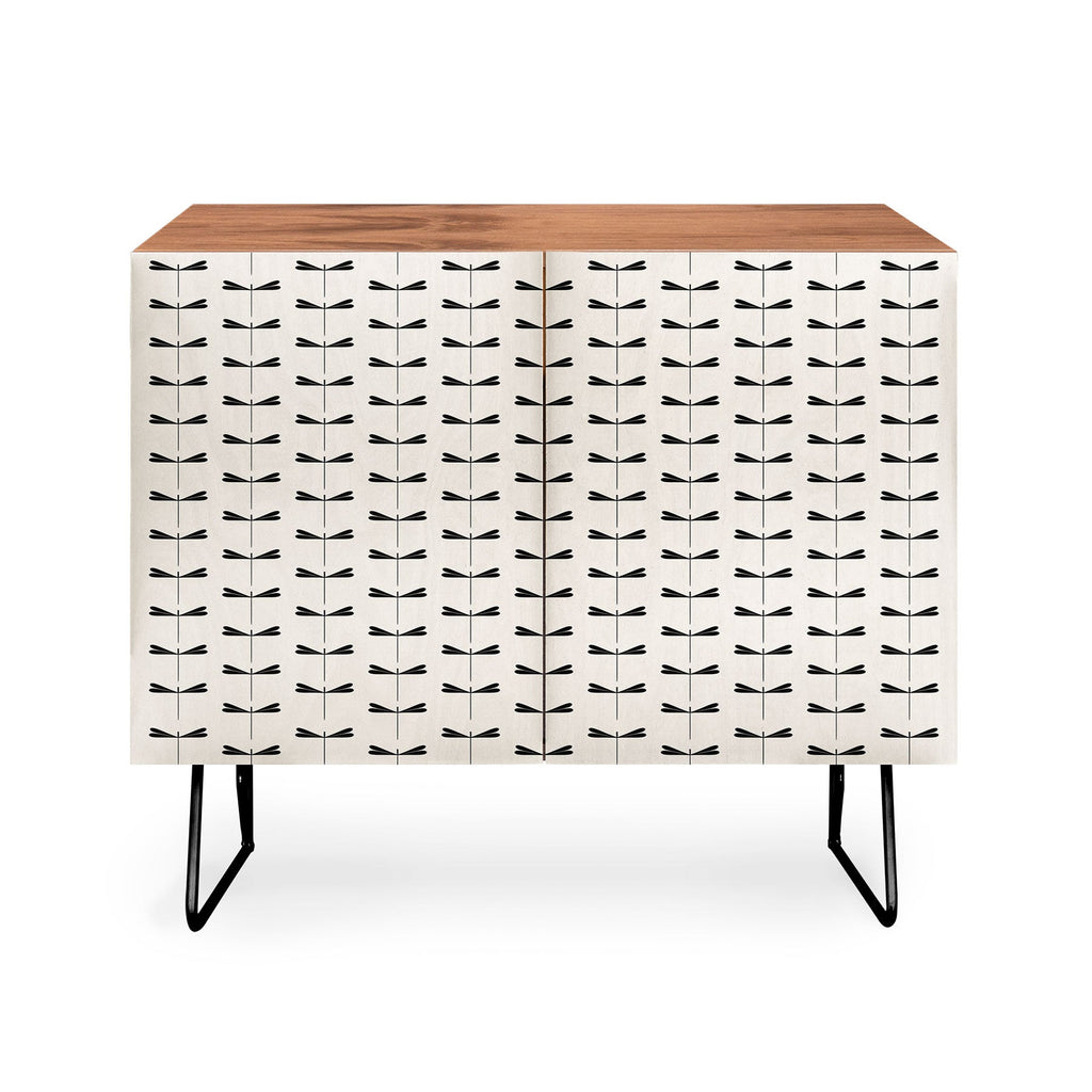 Colour Poems Dragonfly Pattern Black White Credenza