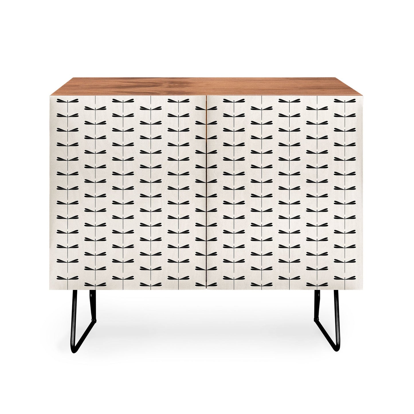 Colour Poems Dragonfly Pattern Black White Credenza