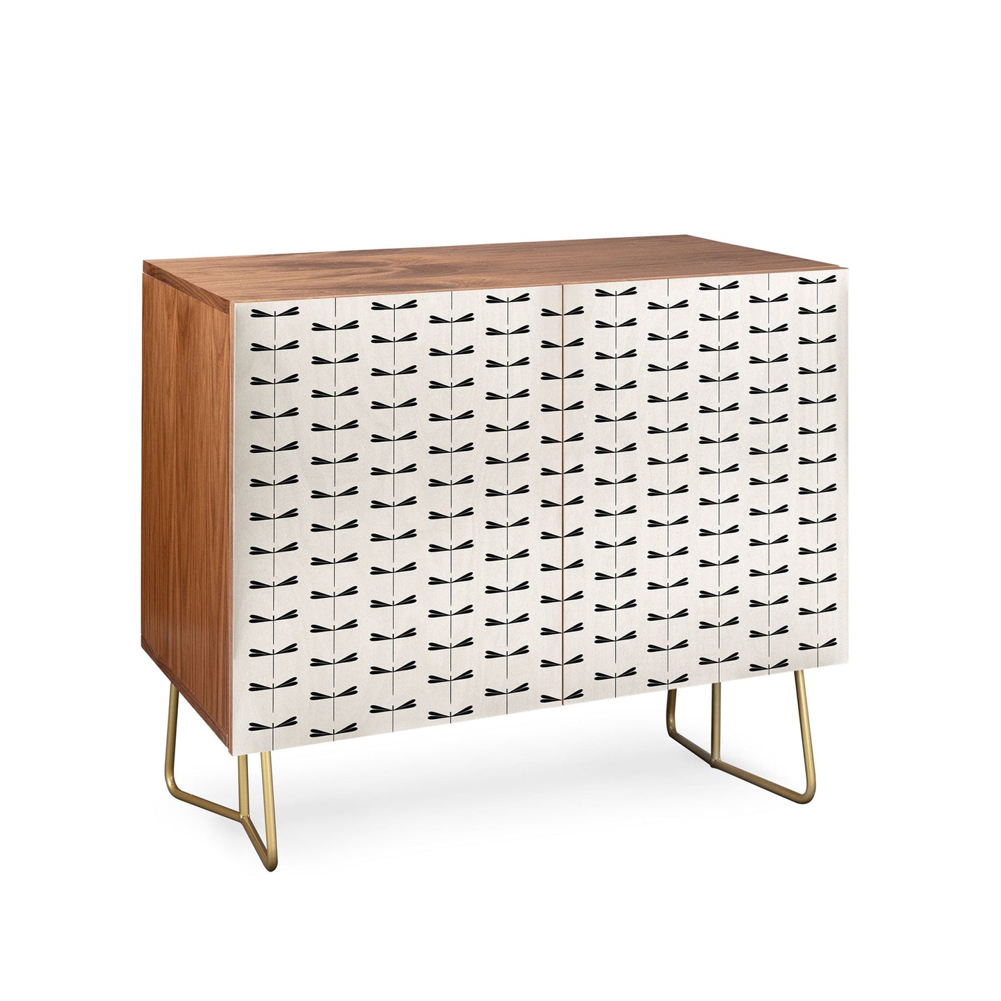Colour Poems Dragonfly Pattern Black White Credenza