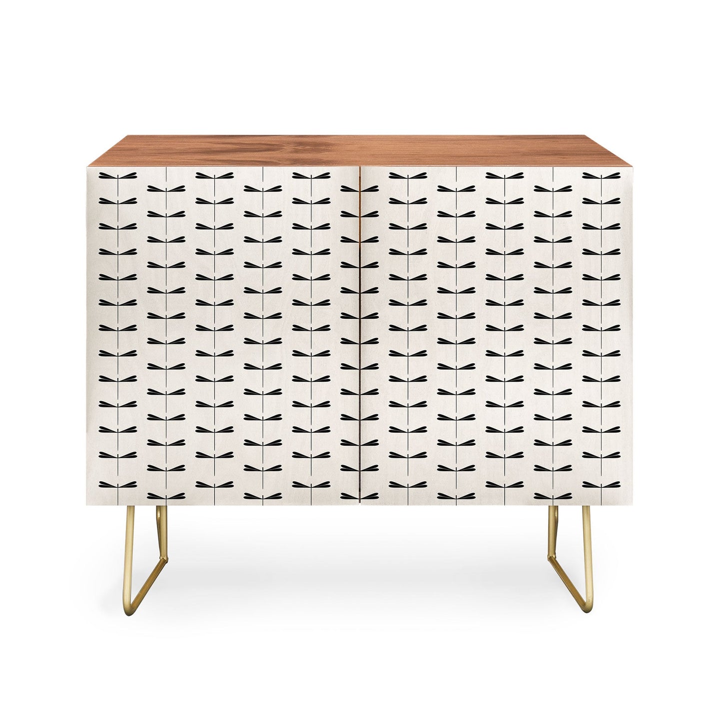 Colour Poems Dragonfly Pattern Black White Credenza