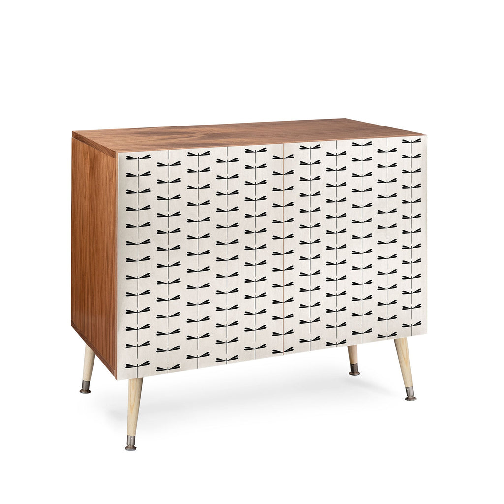 Colour Poems Dragonfly Pattern Black White Credenza