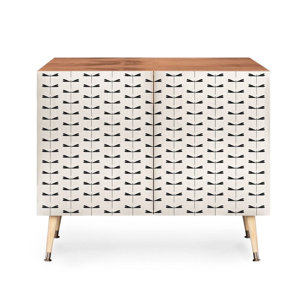 Colour Poems Dragonfly Pattern Black White Credenza
