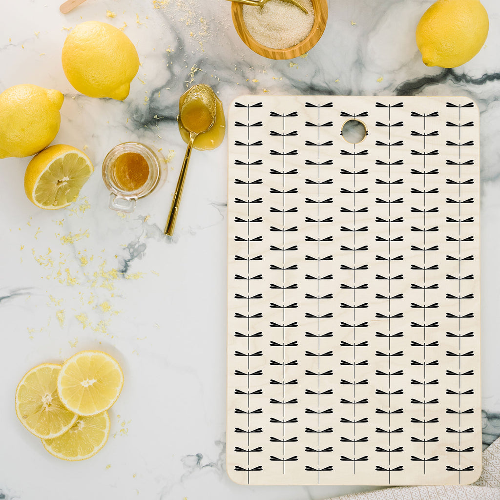 Colour Poems Dragonfly Pattern Black White Cutting Board Rectangle