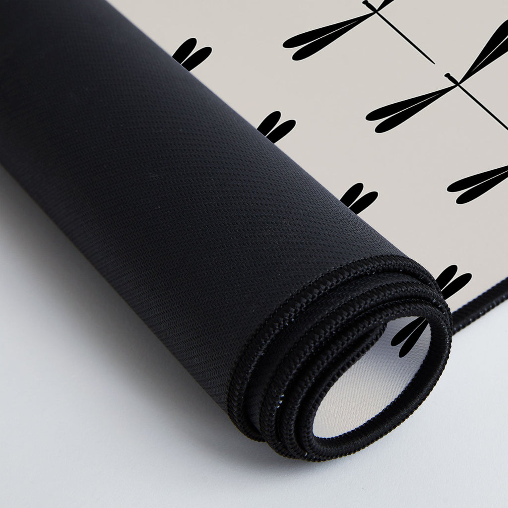 Colour Poems Dragonfly Pattern Black White Desk Mat