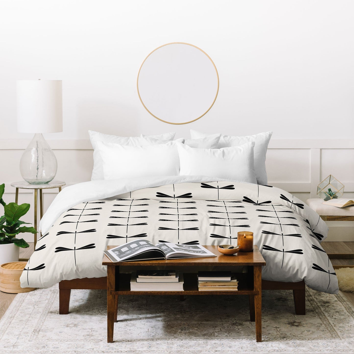 Colour Poems Dragonfly Pattern Black White Duvet Cover