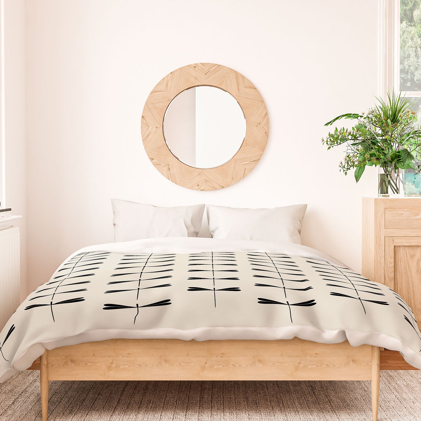 Colour Poems Dragonfly Pattern Black White Duvet Cover