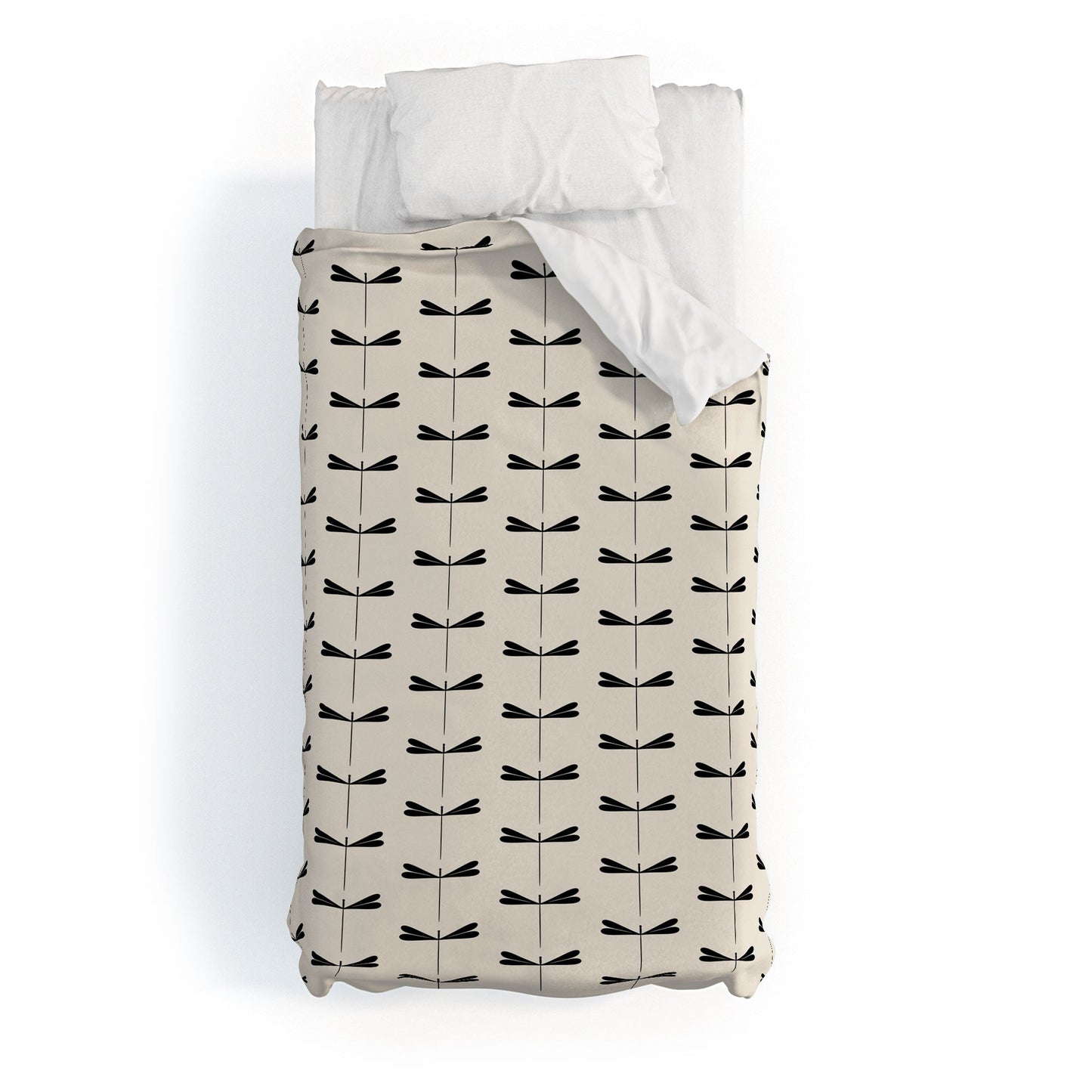 Colour Poems Dragonfly Pattern Black White Duvet Cover