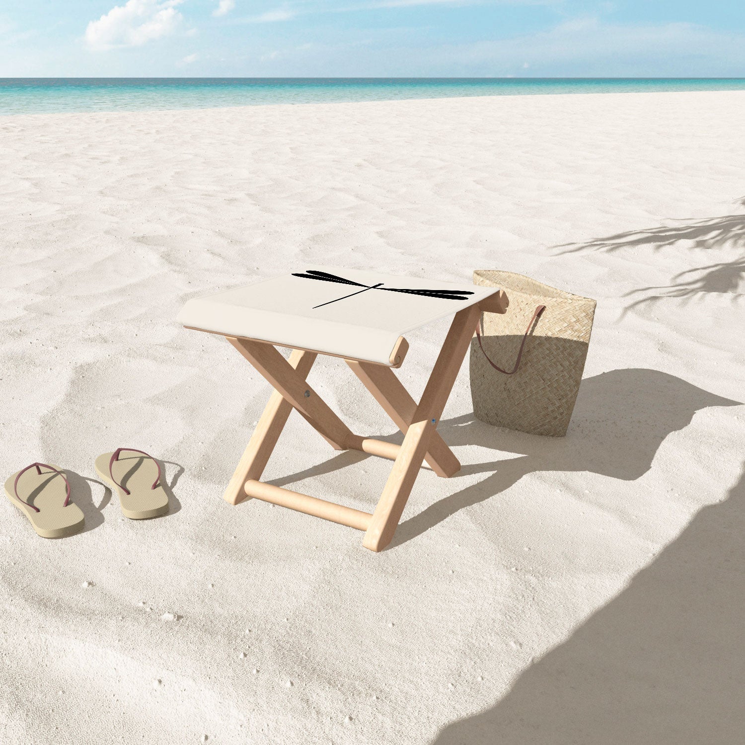 Colour Poems Dragonfly Pattern Black White Folding Stool