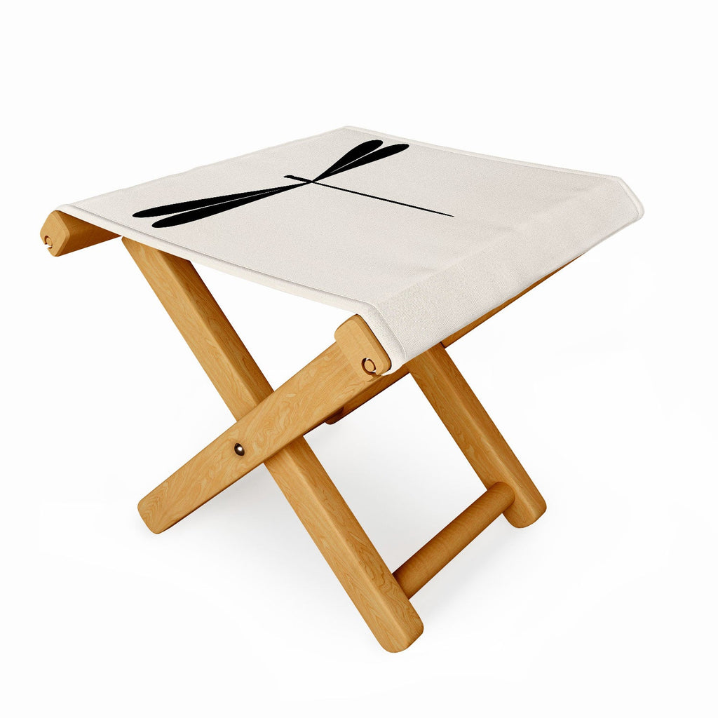 Colour Poems Dragonfly Pattern Black White Folding Stool