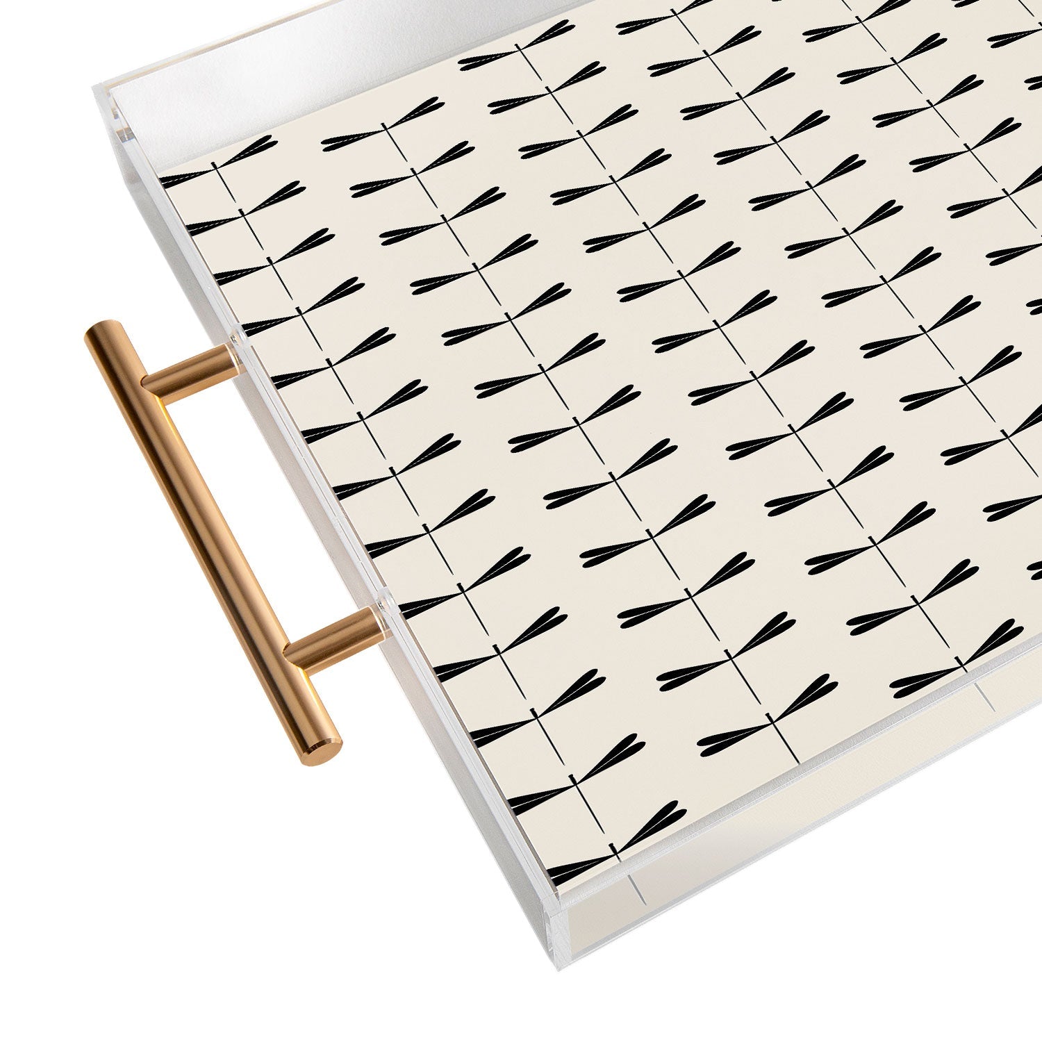 Colour Poems Dragonfly Pattern Black White Acrylic Tray