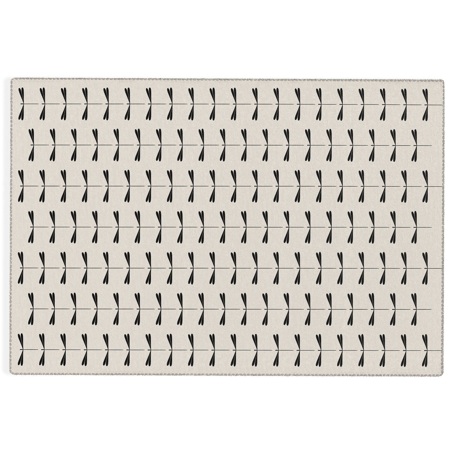 Colour Poems Dragonfly Pattern Black White Outdoor Rug
