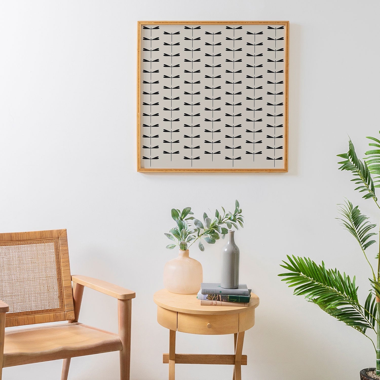 Colour Poems Dragonfly Pattern Black White Framed Wall Art