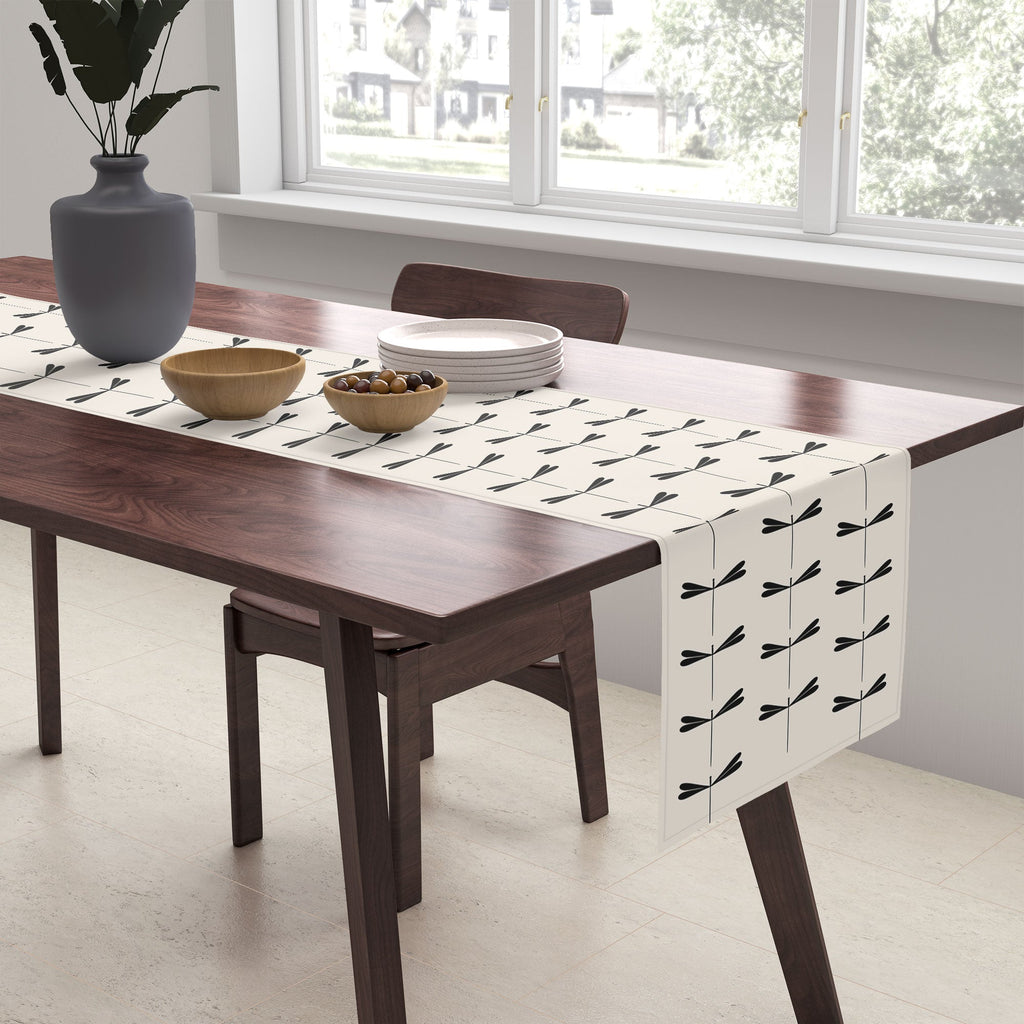 Colour Poems Dragonfly Pattern Black White Table Runner