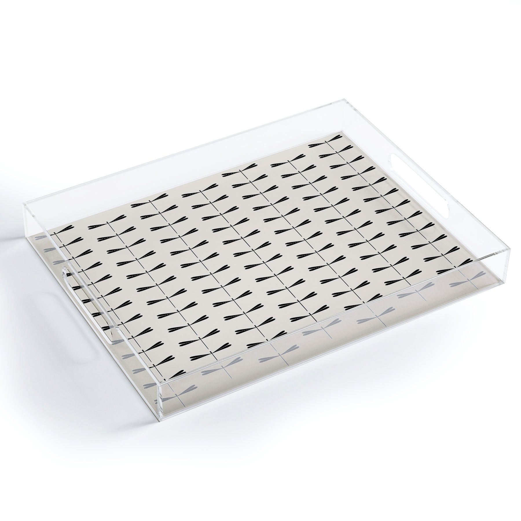 Colour Poems Dragonfly Pattern Black White Acrylic Tray