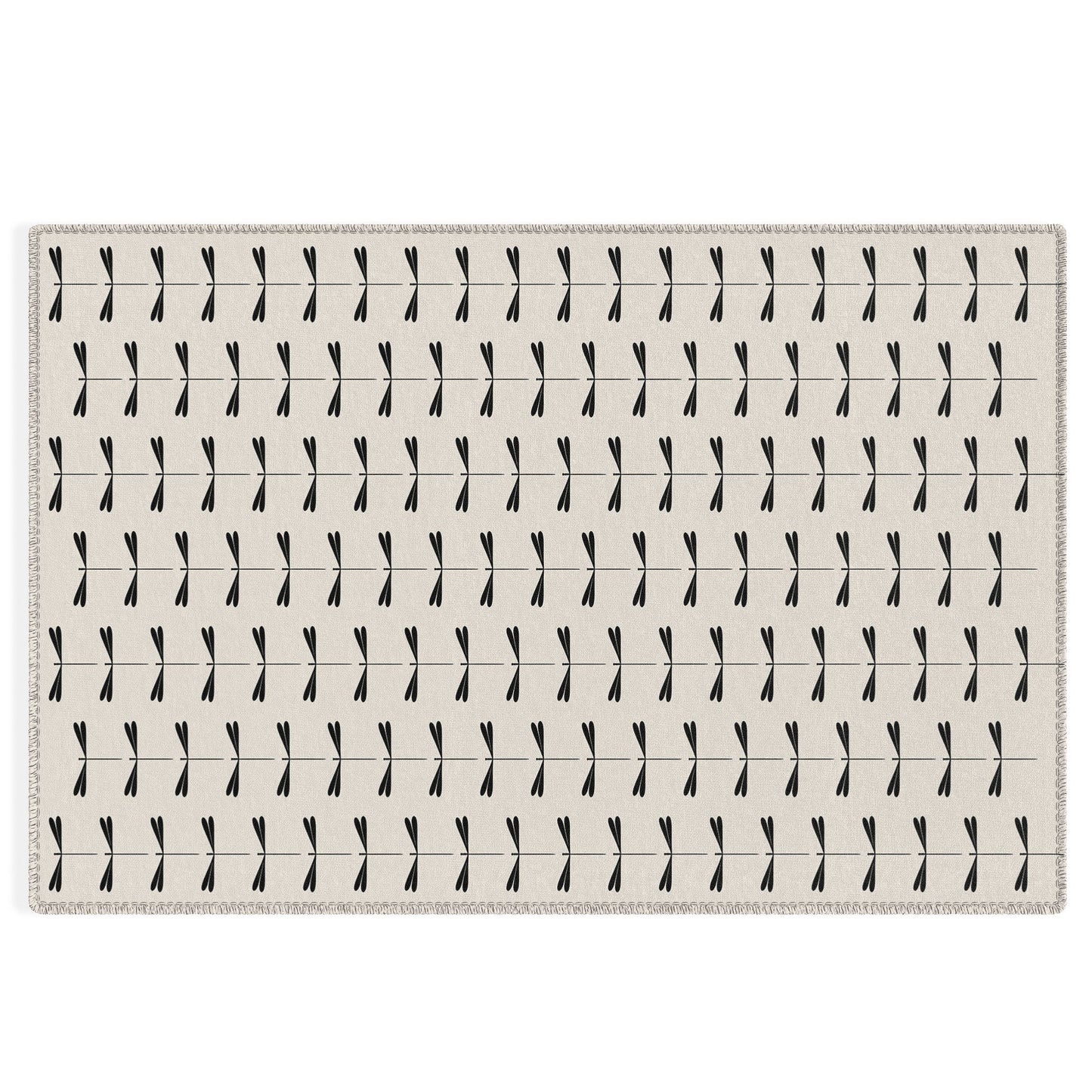 Colour Poems Dragonfly Pattern Black White Outdoor Rug