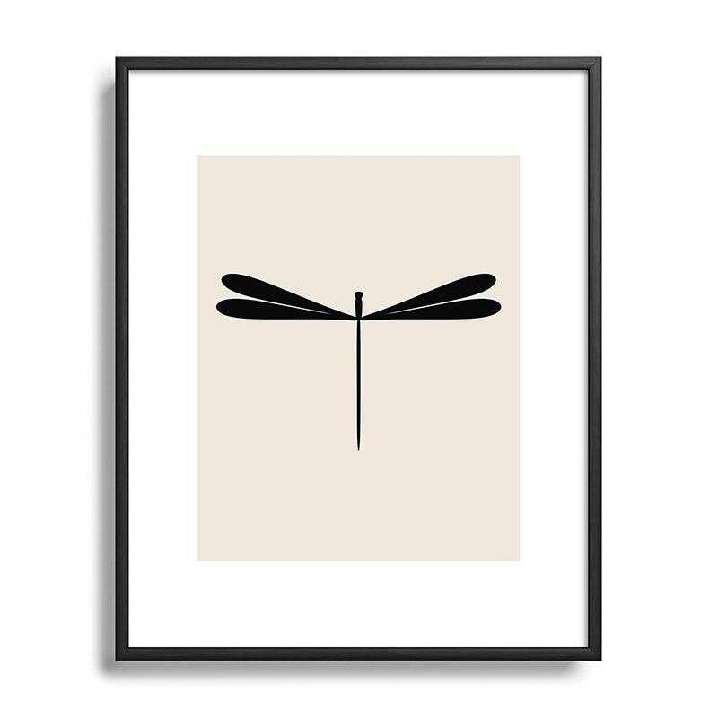 Colour Poems Dragonfly Pattern Black White Metal Framed Art Print