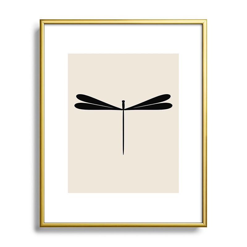 Colour Poems Dragonfly Pattern Black White Metal Framed Art Print
