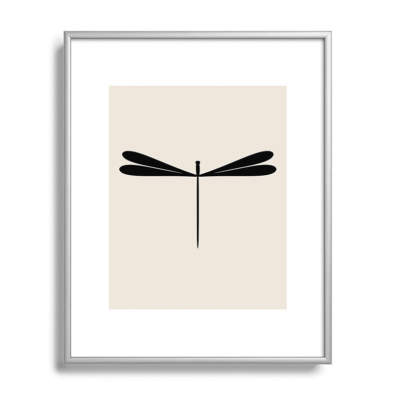 Colour Poems Dragonfly Pattern Black White Metal Framed Art Print
