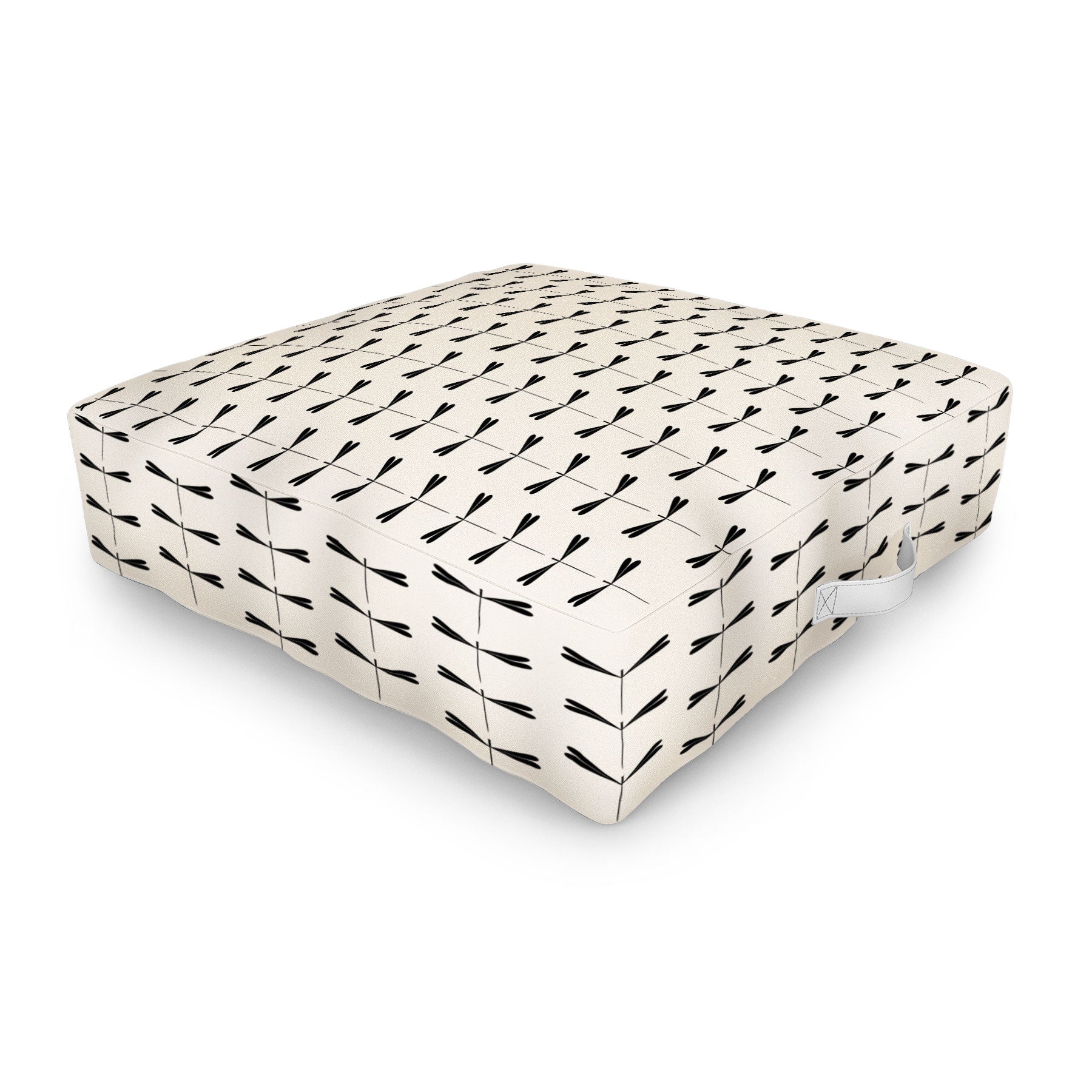 Colour Poems Dragonfly Pattern Black White Outdoor Floor Cushion