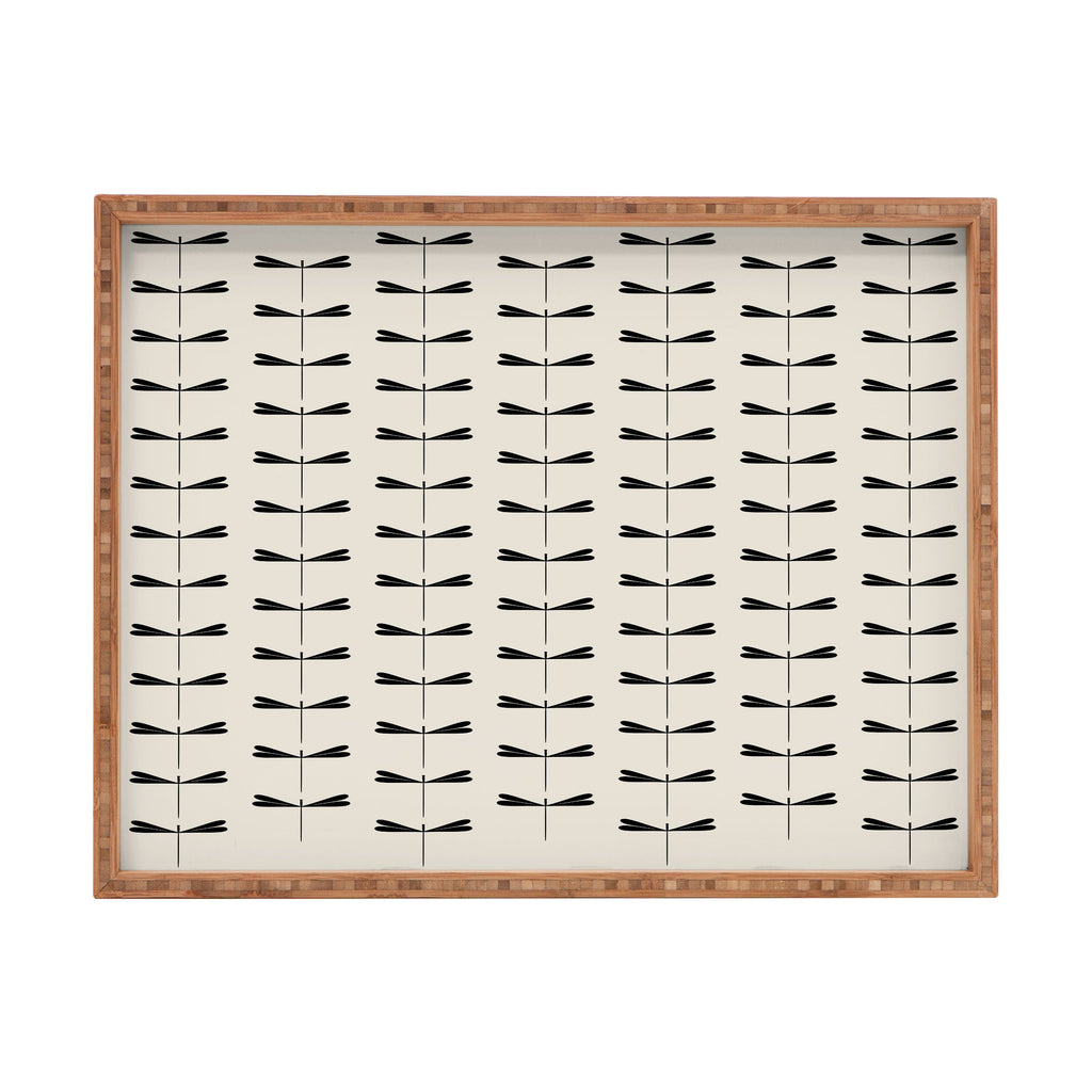 Colour Poems Dragonfly Pattern Black White Rectangular Tray