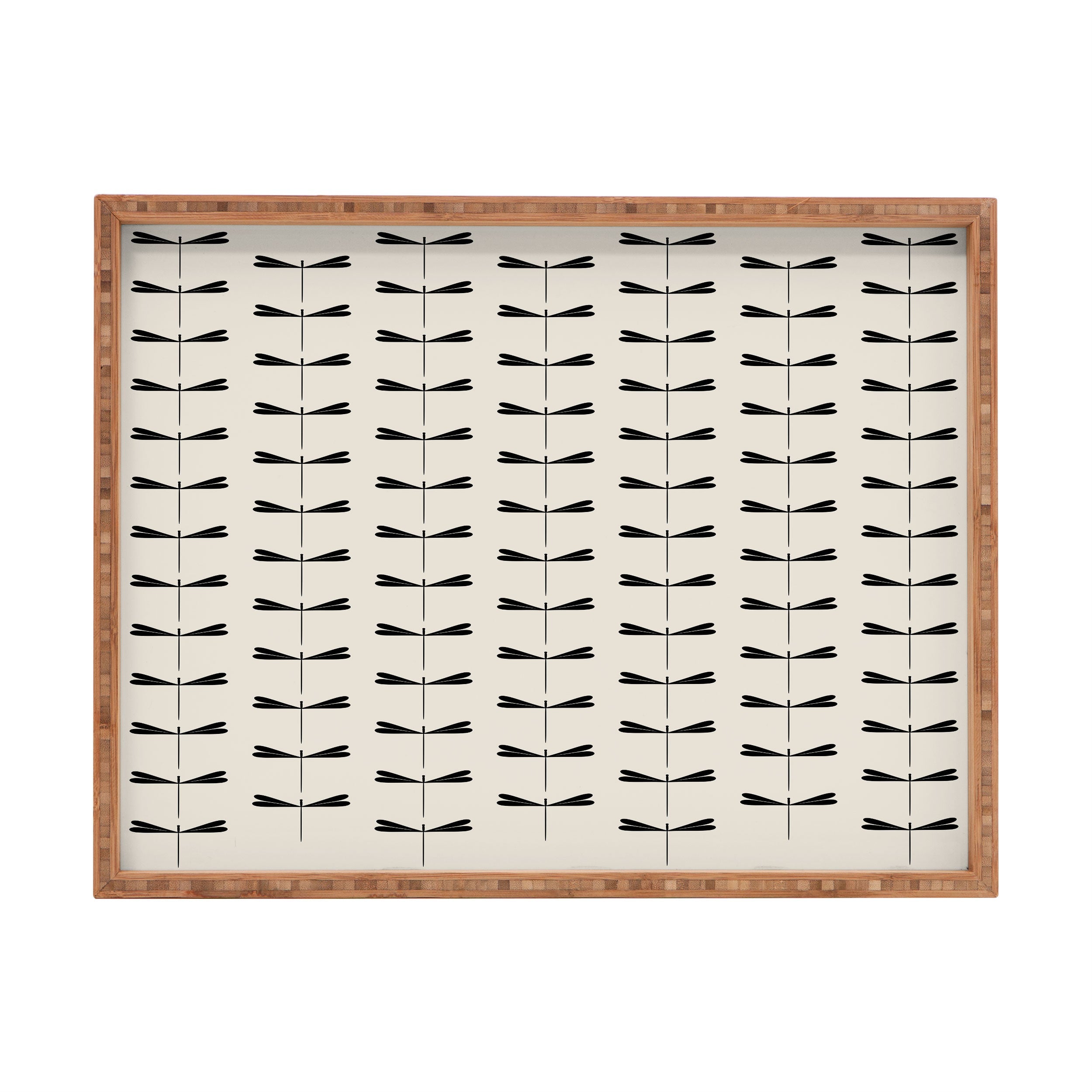 Colour Poems Dragonfly Pattern Black White Rectangular Tray
