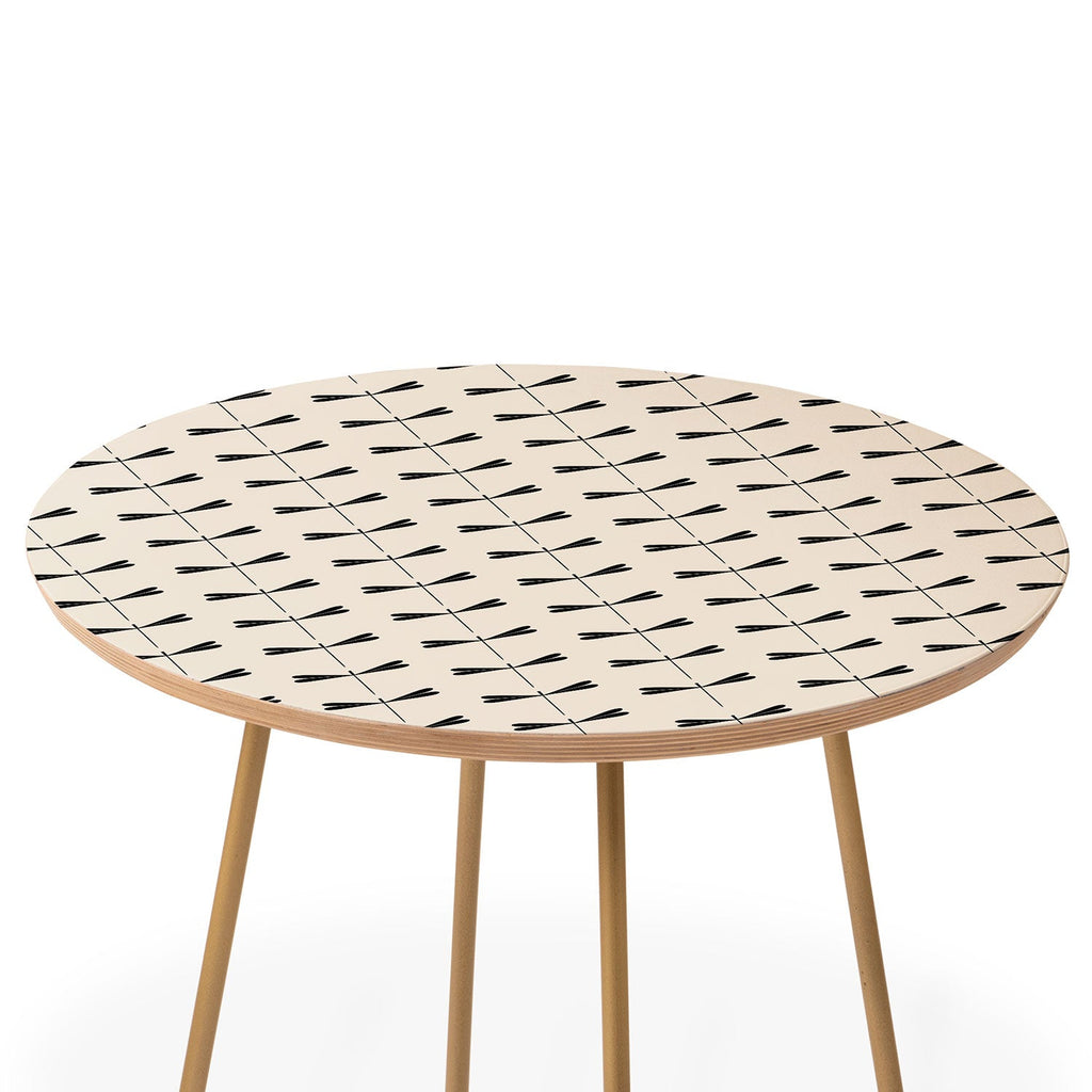 Colour Poems Dragonfly Pattern Black White Round Side Table