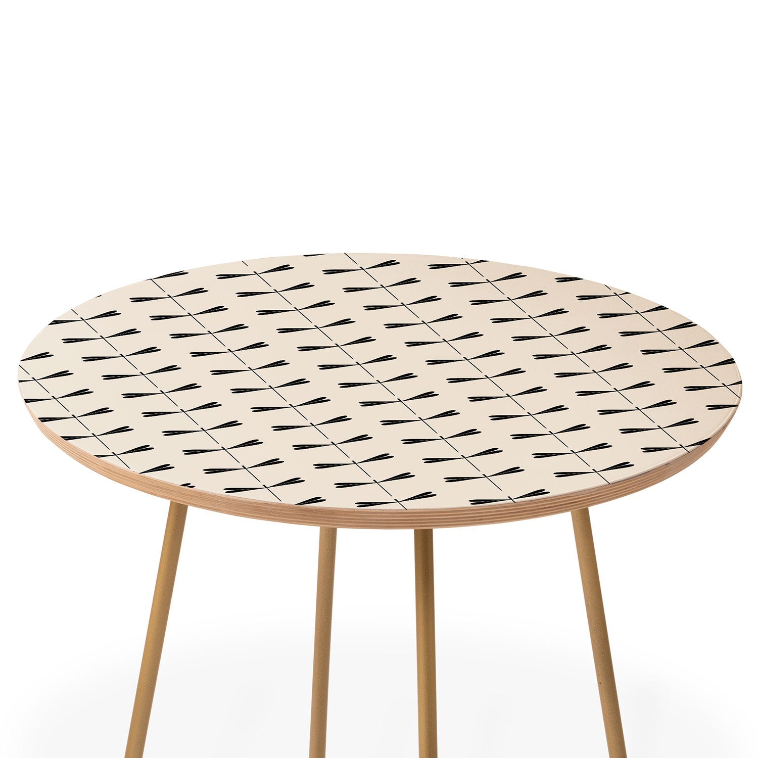 Colour Poems Dragonfly Pattern Black White Round Side Table