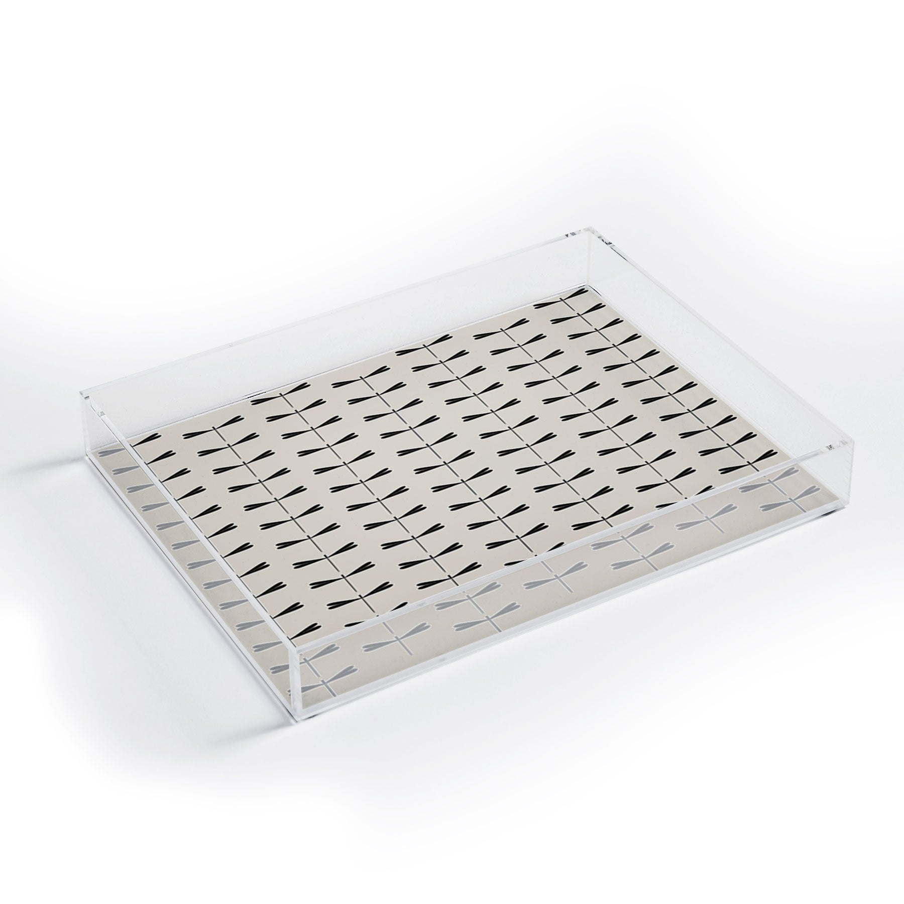 Colour Poems Dragonfly Pattern Black White Acrylic Tray