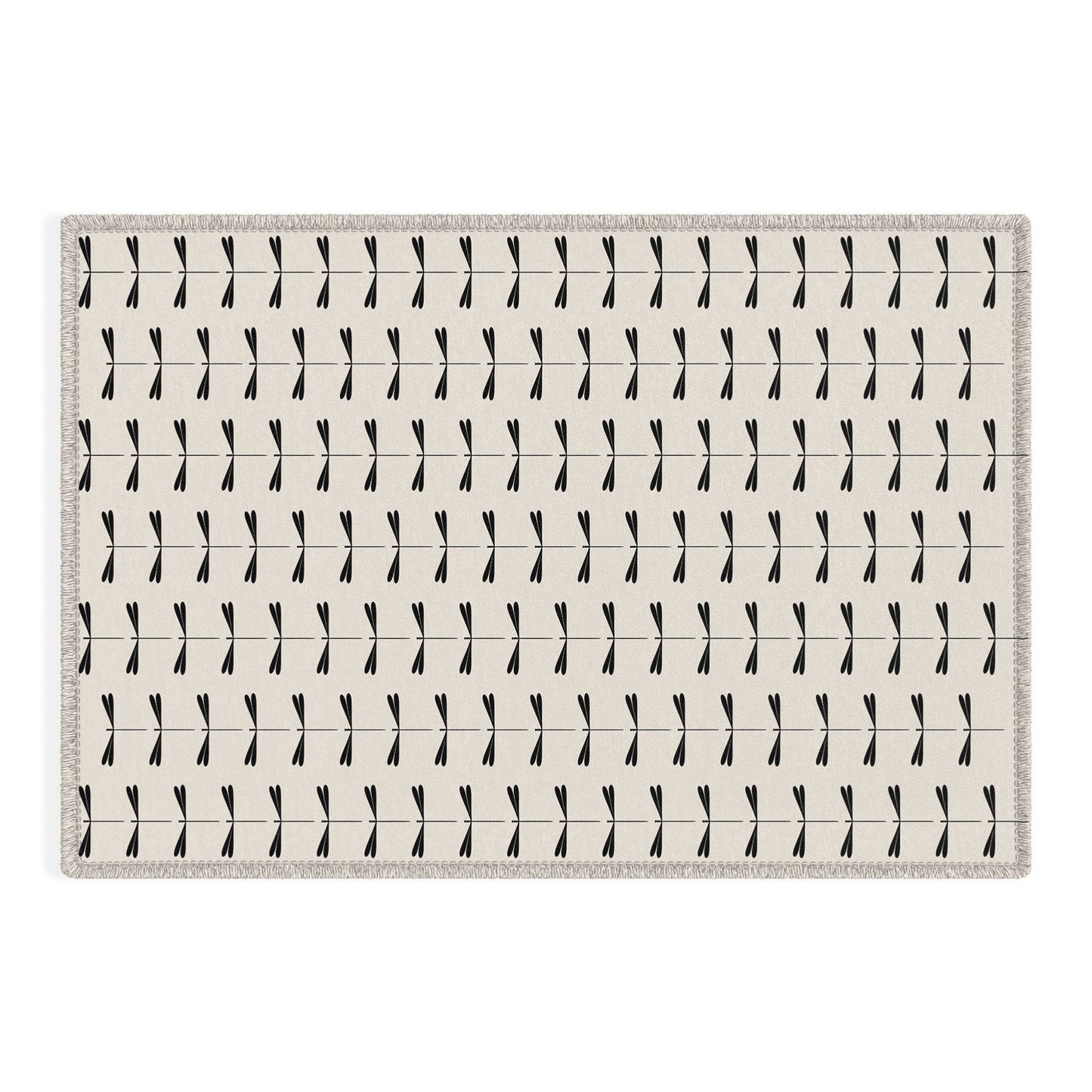 Colour Poems Dragonfly Pattern Black White Outdoor Rug